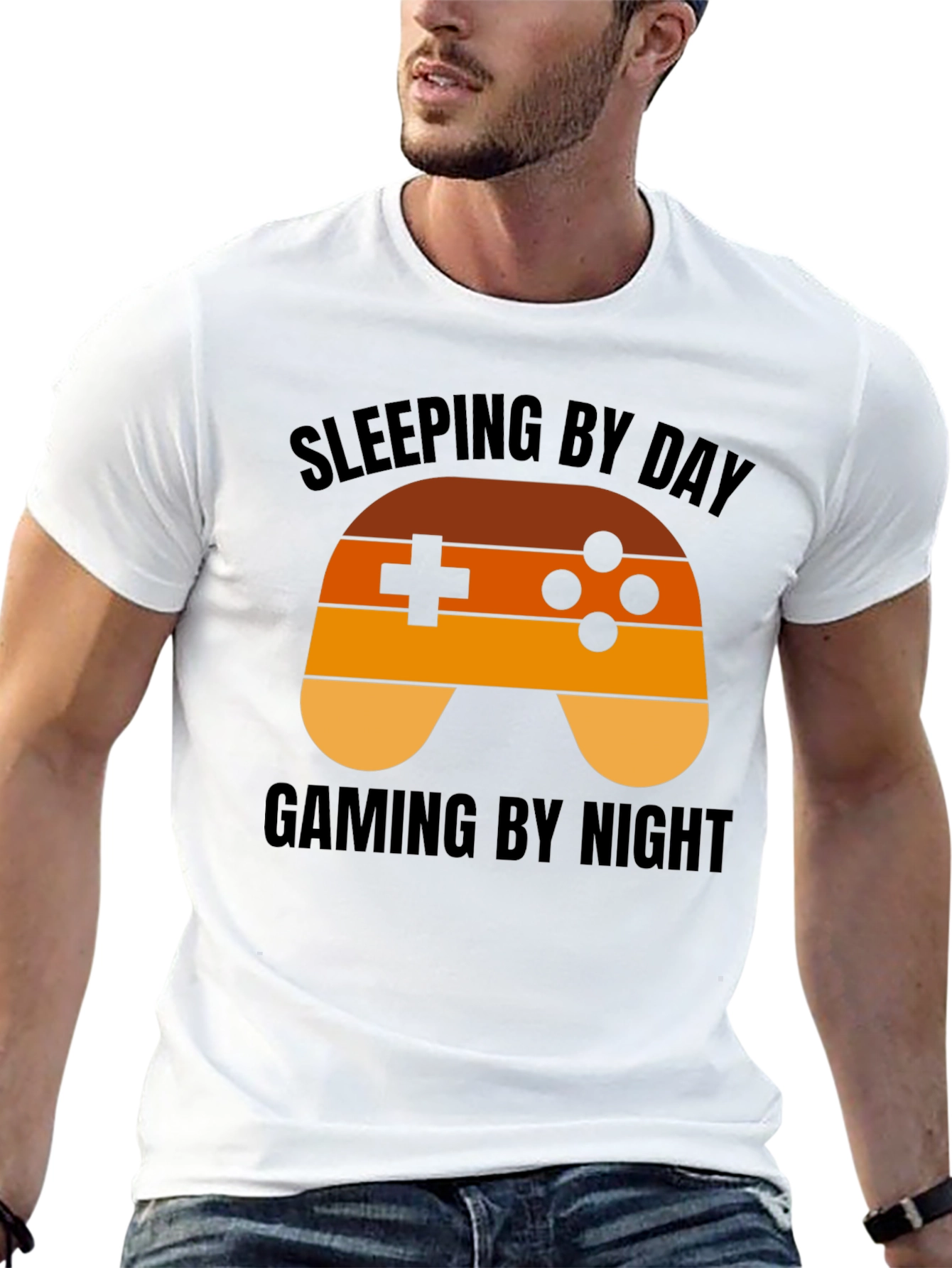 Black Gamer T-Shirt - Sleeping By Day, Gaming By Night view 13