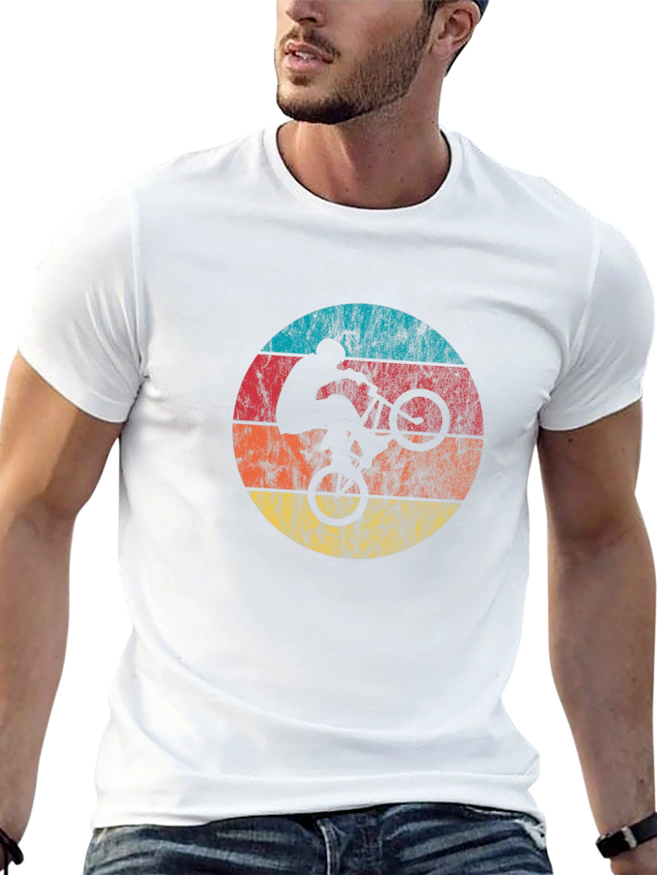 Black Retro Style Mountain Bike T-Shirt view 13