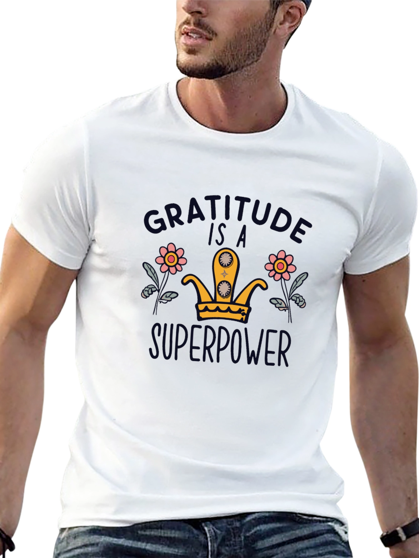 Black Gratitude is a Superpower Black T-Shirt view 13