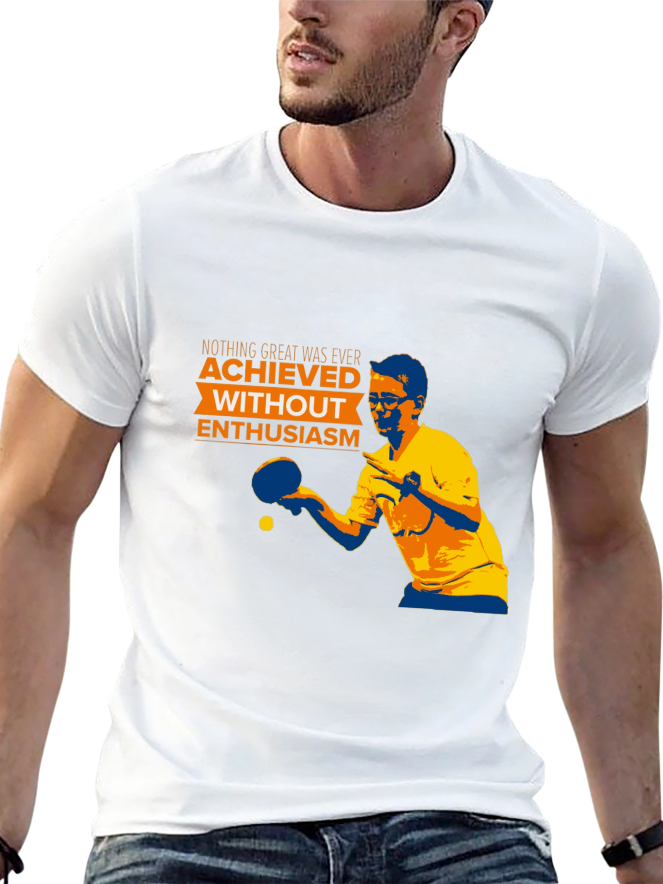 Black Enthusiastic Table Tennis Player T-Shirt view 13