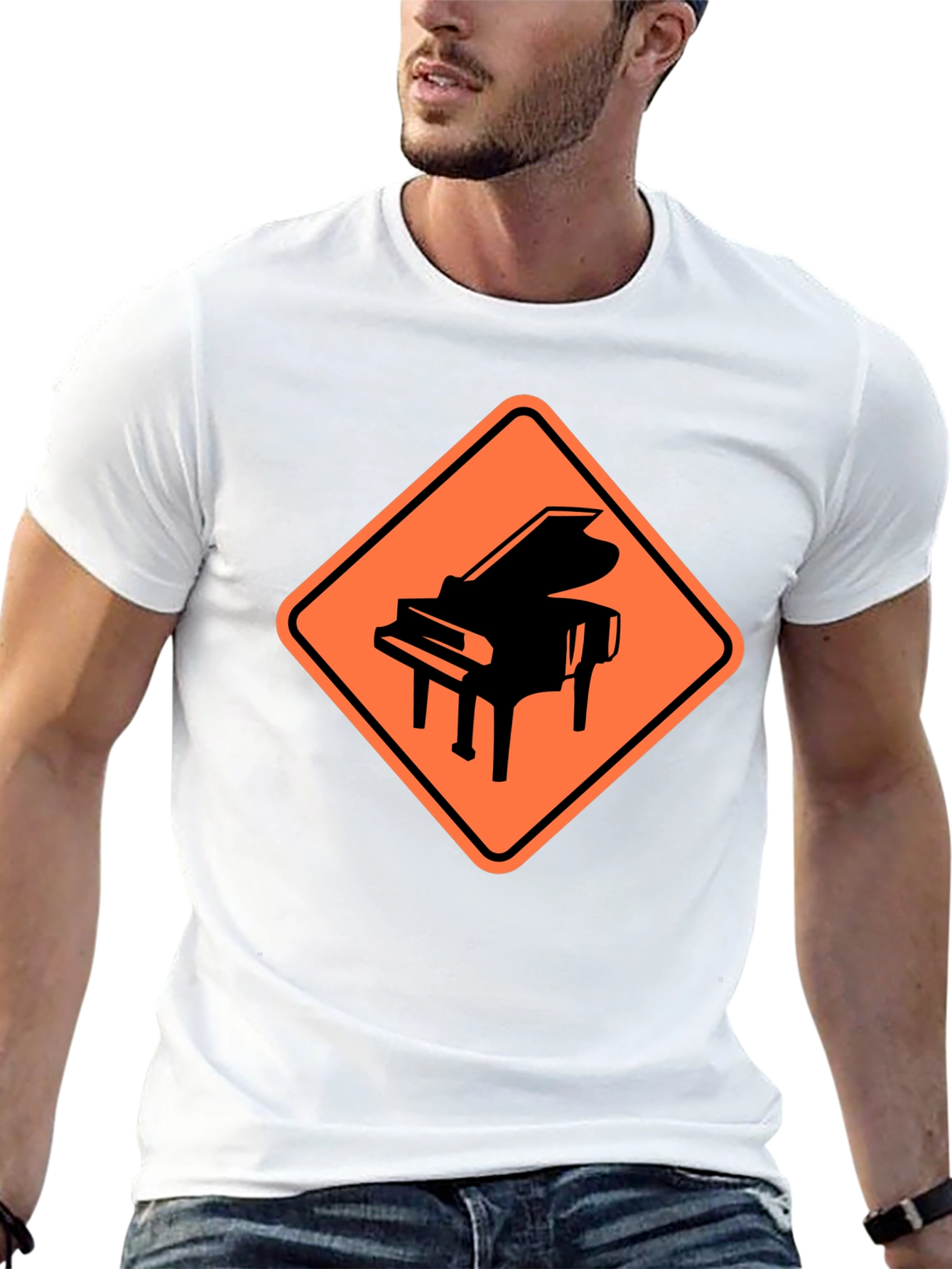Black Piano Crossing Graphic Tee - Musician's Humor view 13