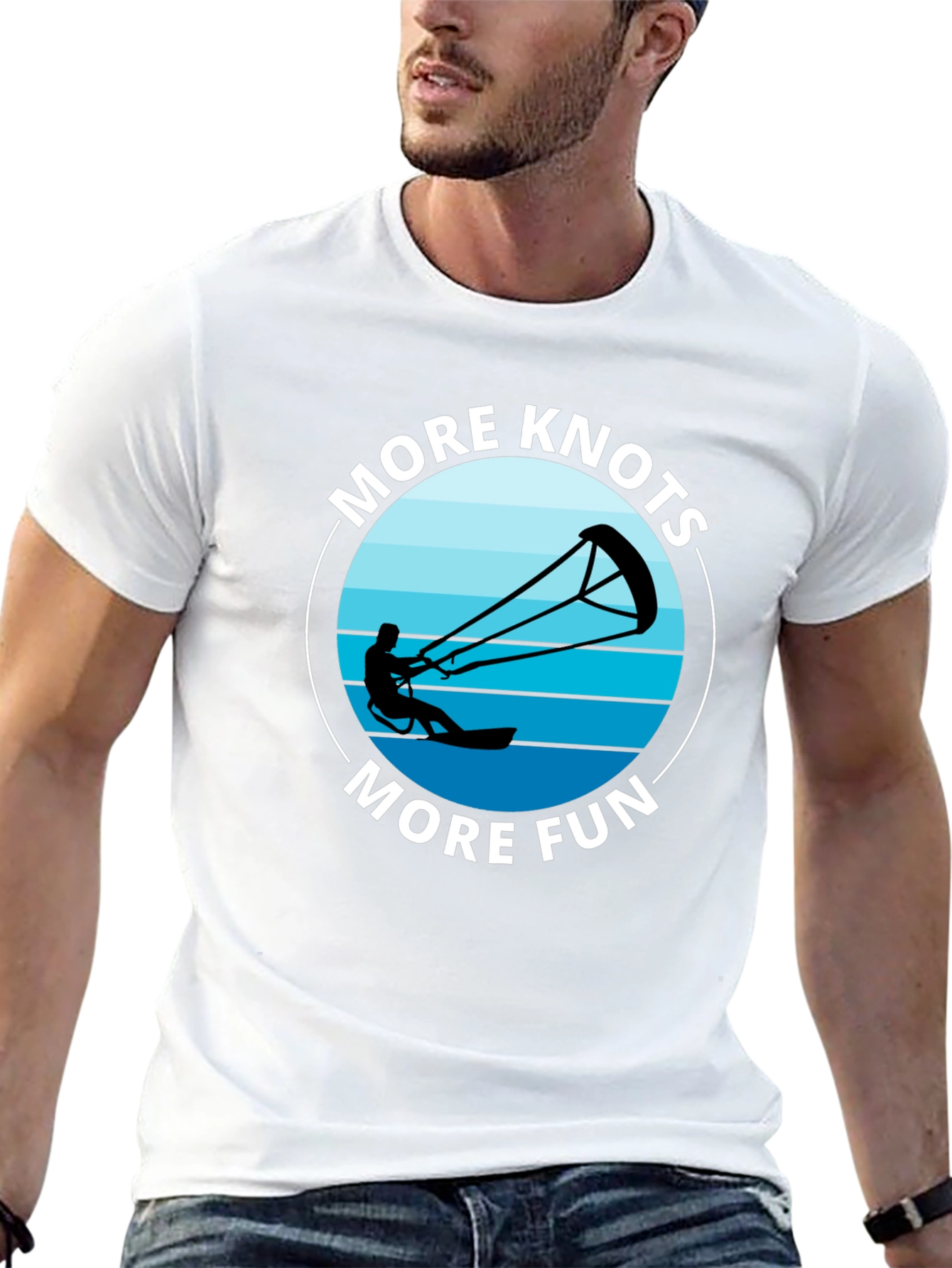 Black More Knots More Fun Black T-Shirt | Kitesurfing Tee view 13