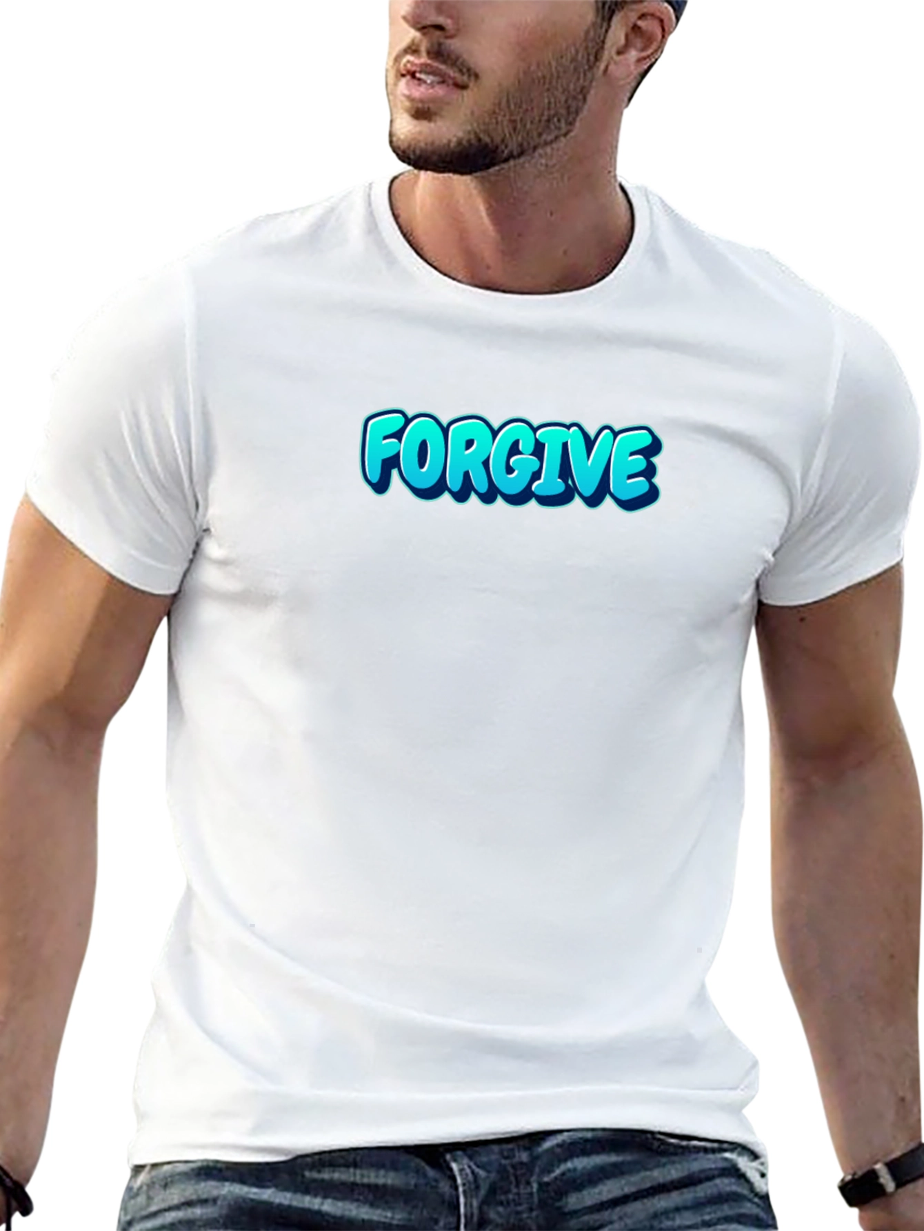 Black Forgive Graphic Print Black T-Shirt view 13