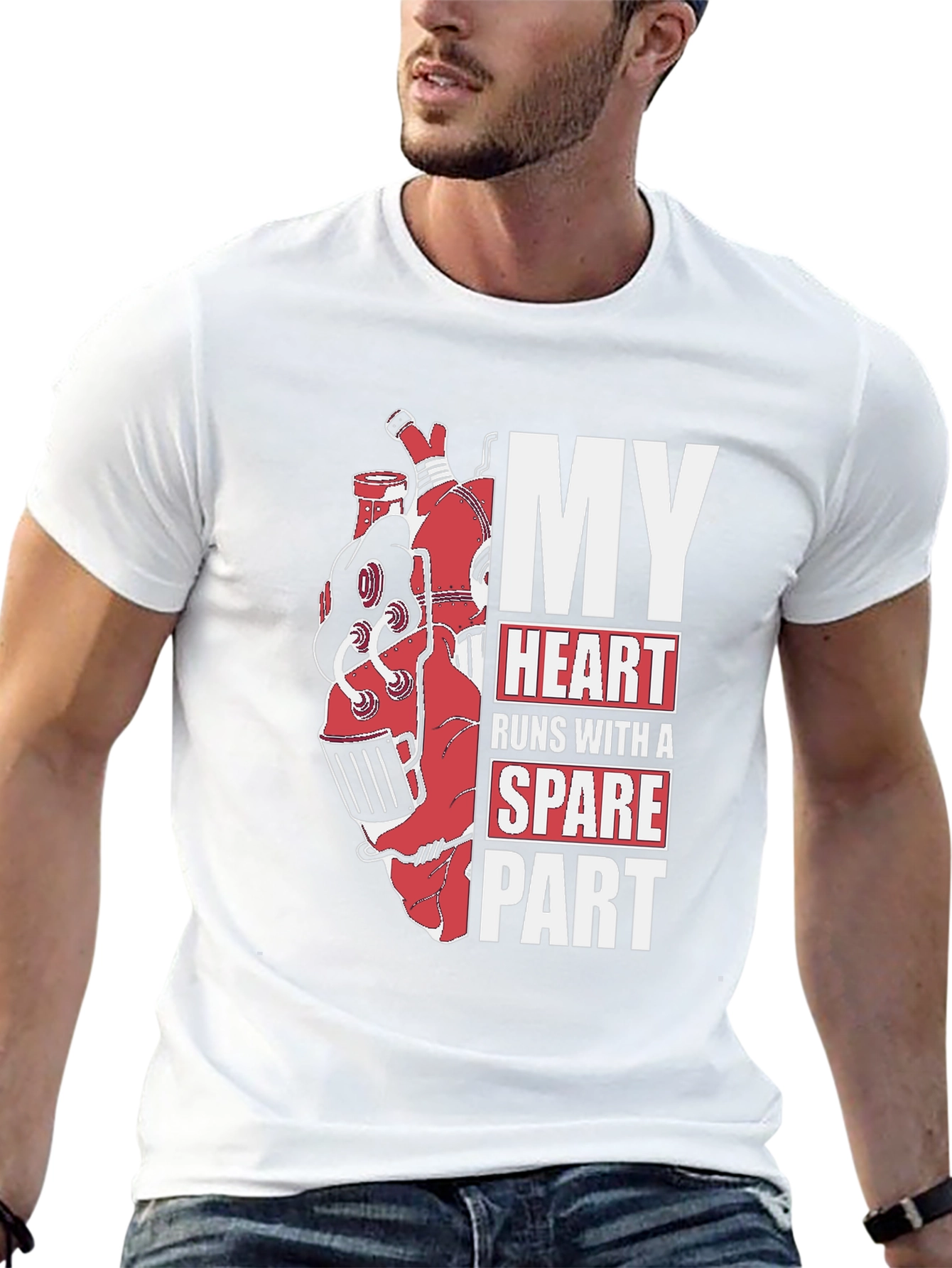 Black My Heart Runs With A Spare Part Graphic T-Shirt view 13