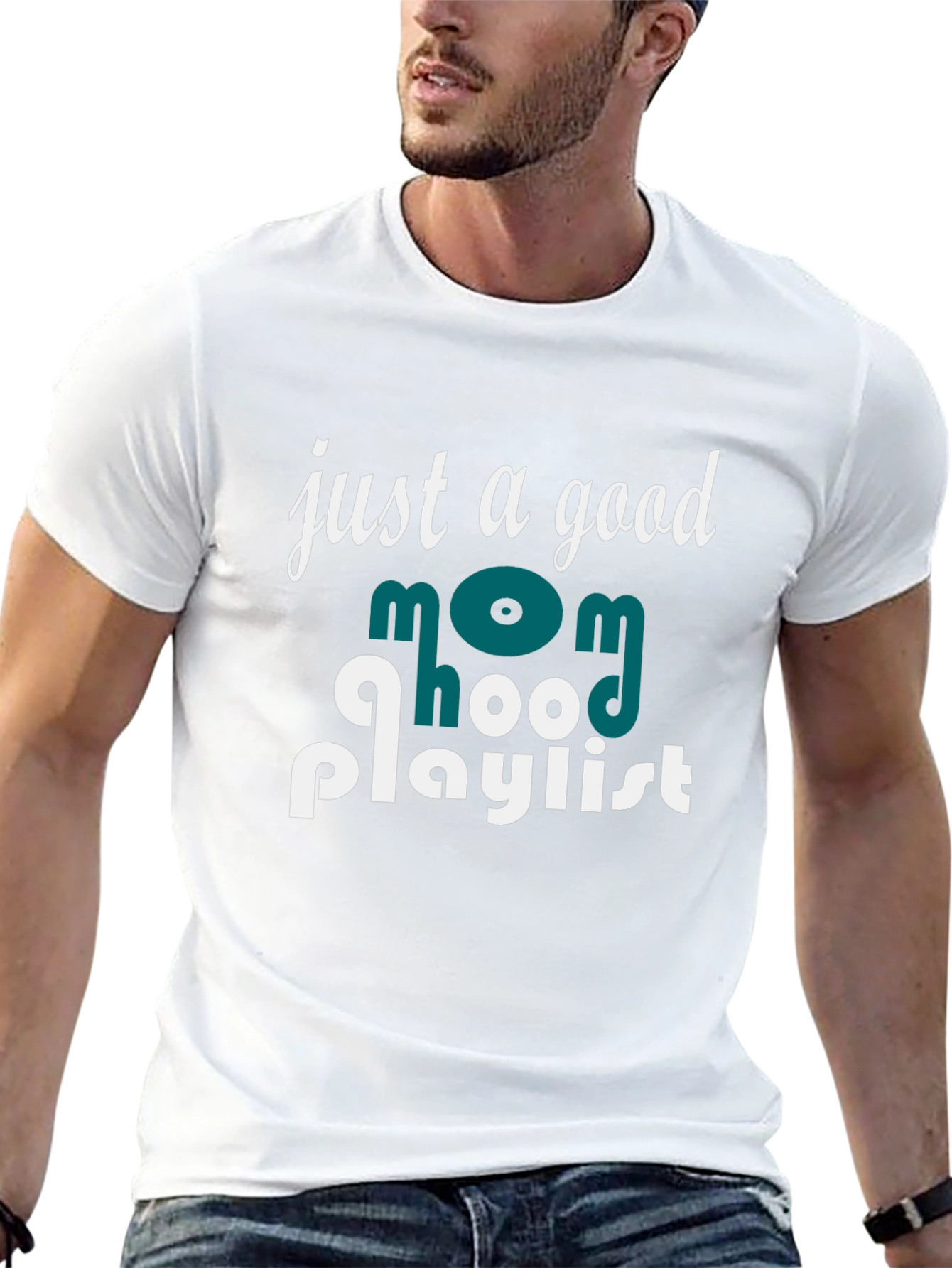 Black Good Mom Hood Playlist Graphic T-Shirt view 13