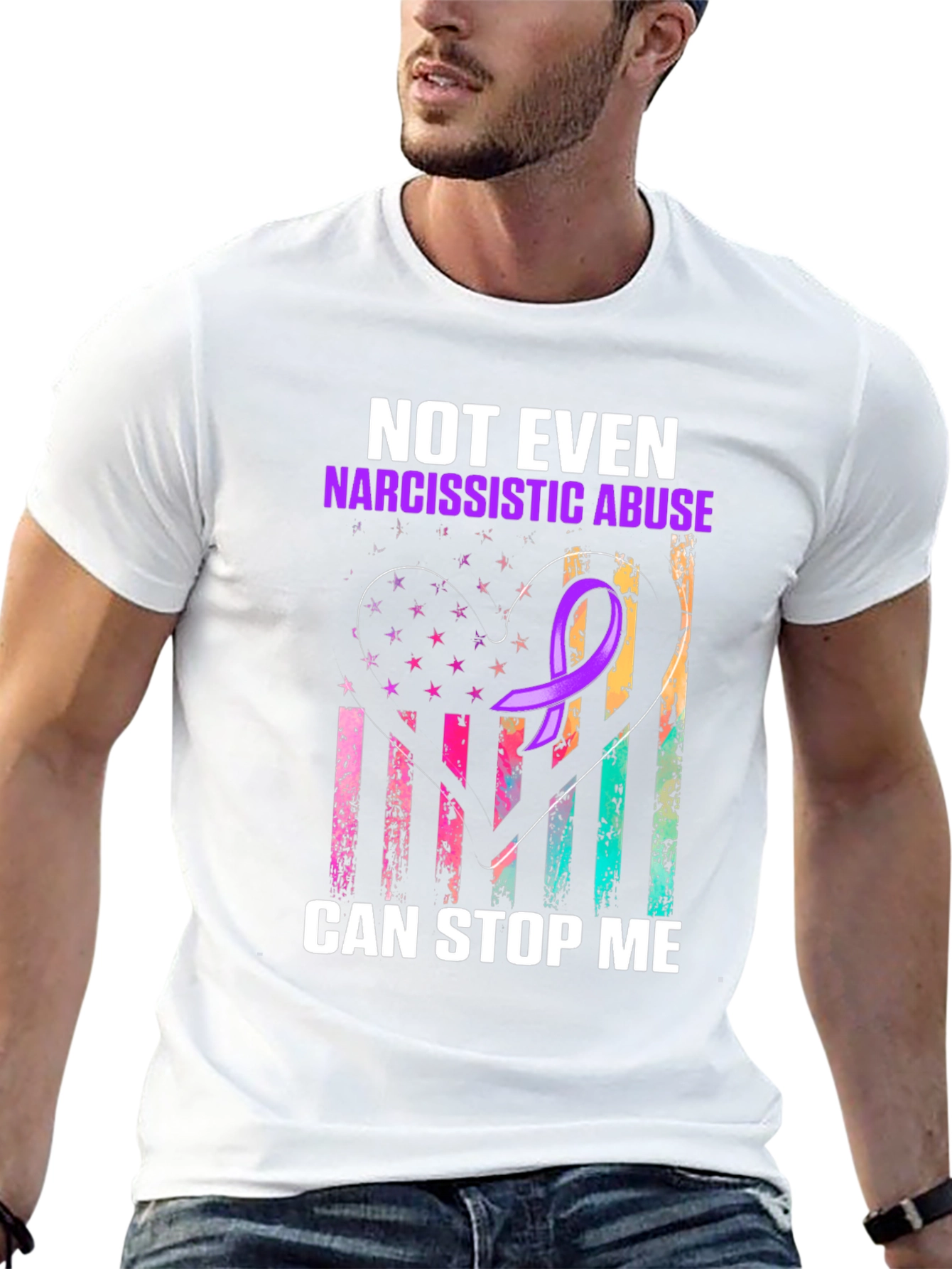 Black Narcissistic Abuse Awareness T-Shirt: "Can't Stop Me" view 13