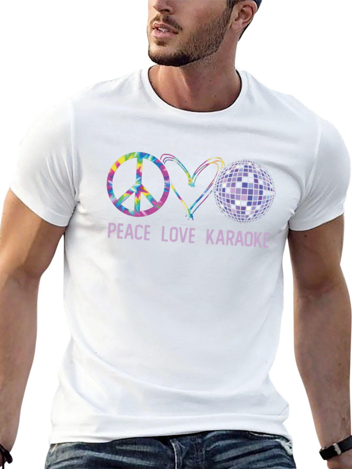 Black Peace Love Karaoke T-Shirt view 13