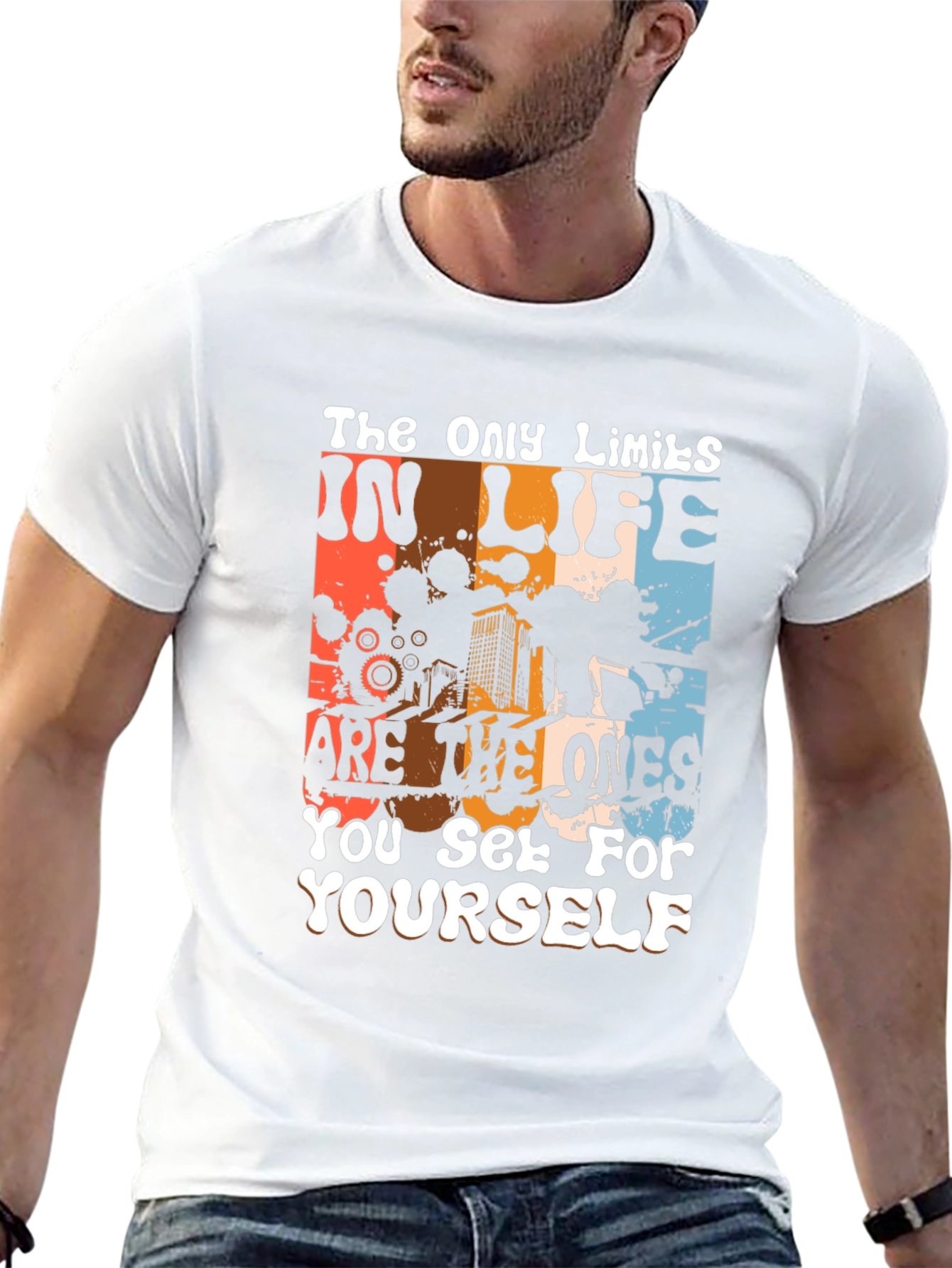 Black Inspirational Graphic Tee: The Only Limits T-Shirt view 13