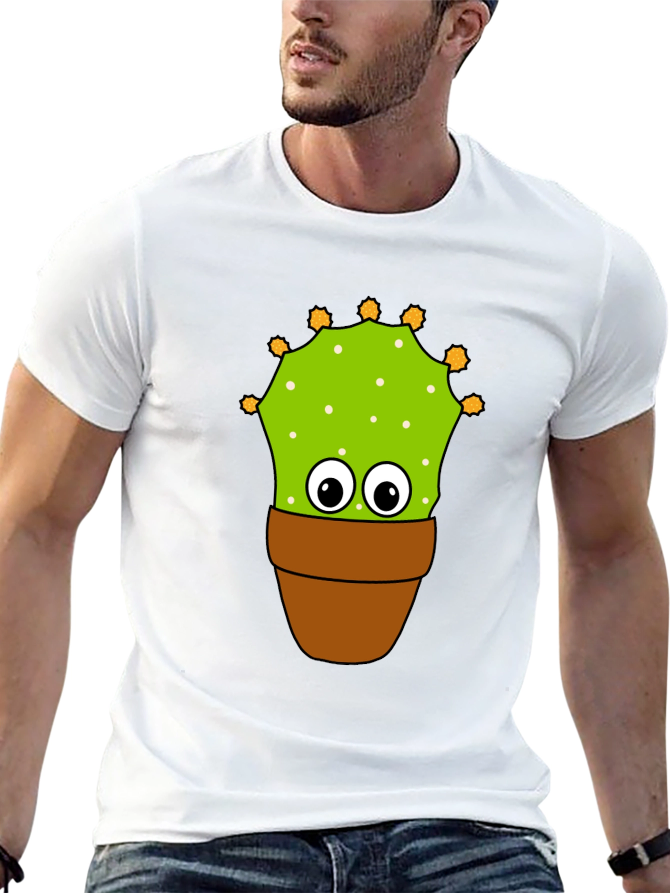 Black Funny Cactus Potted Plant Graphic Tee - Black view 13