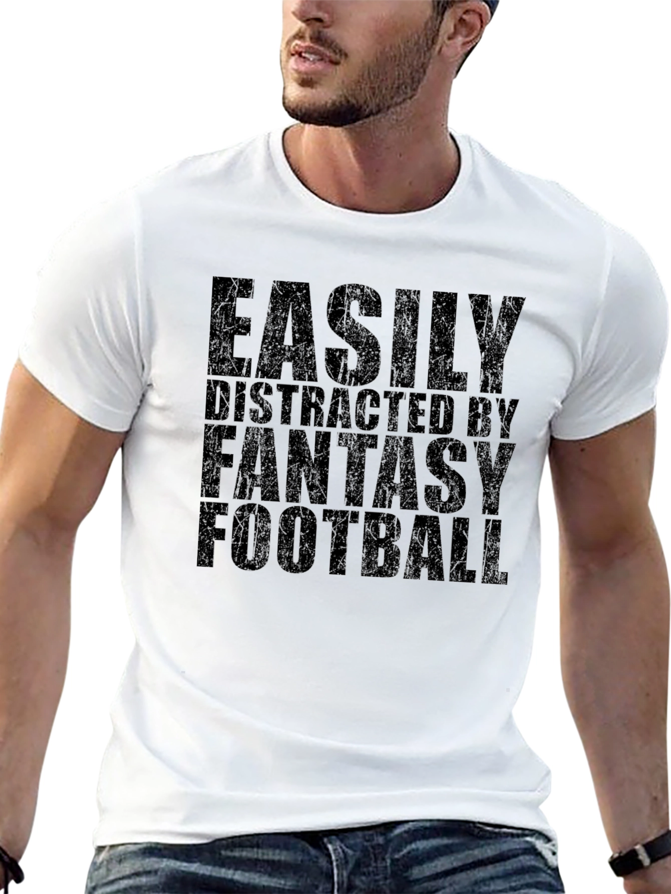Black Fantasy Football T-Shirt - Easily Distracted Tee view 13