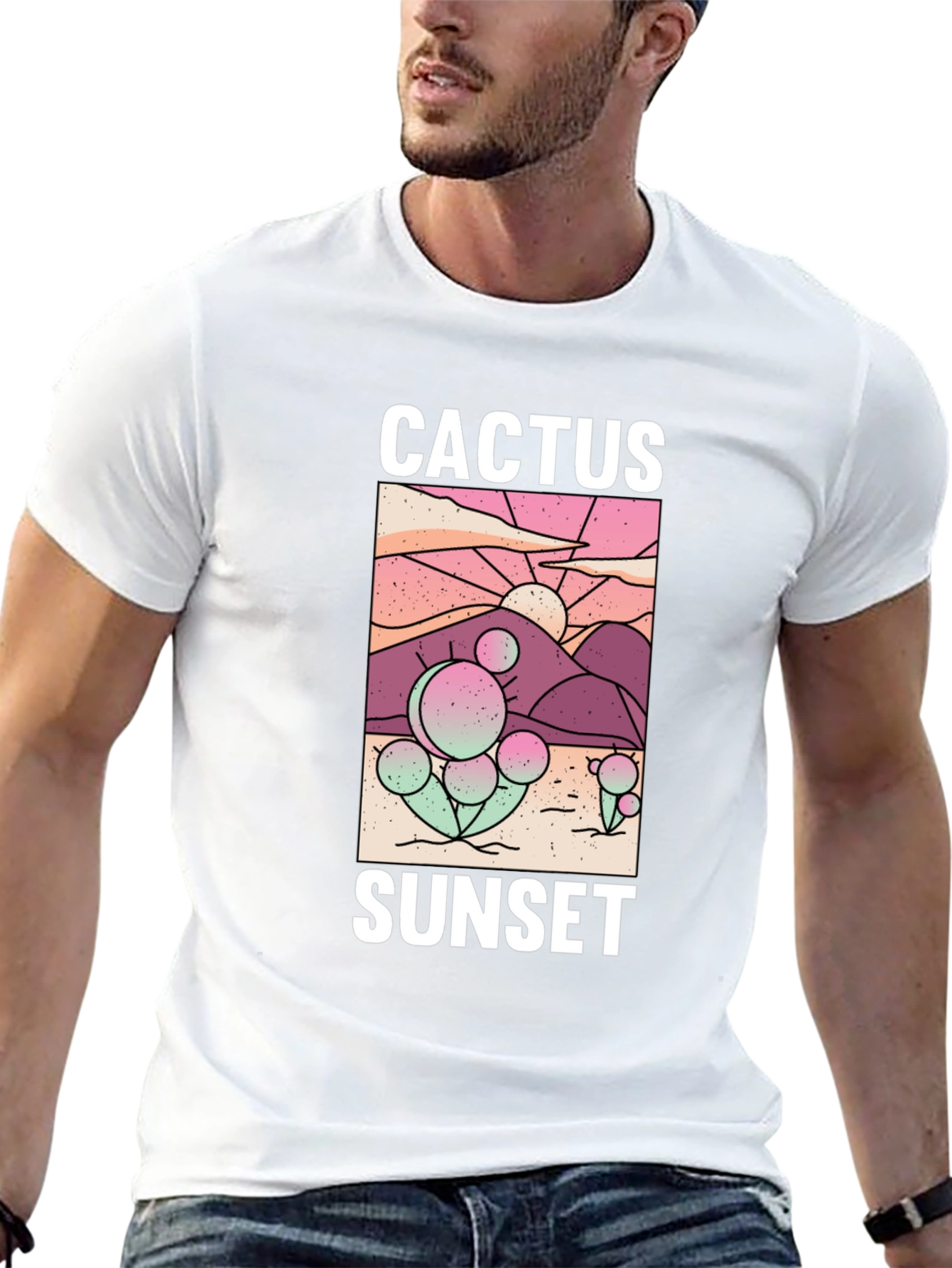 Black Cactus Sunset Graphic Tee - Stylish Comfort view 13
