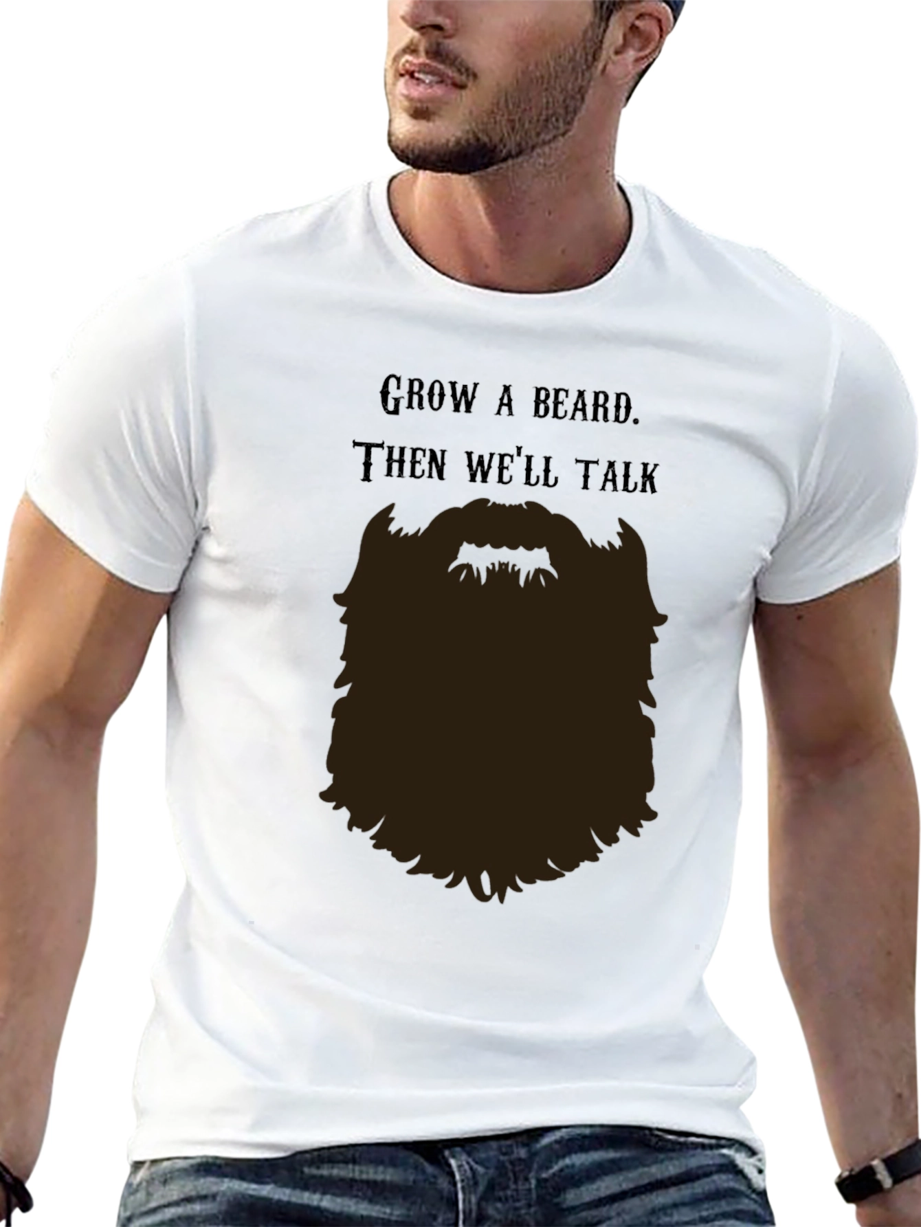 Black Grow a Beard T-Shirt - Funny Bearded Man Tee view 13