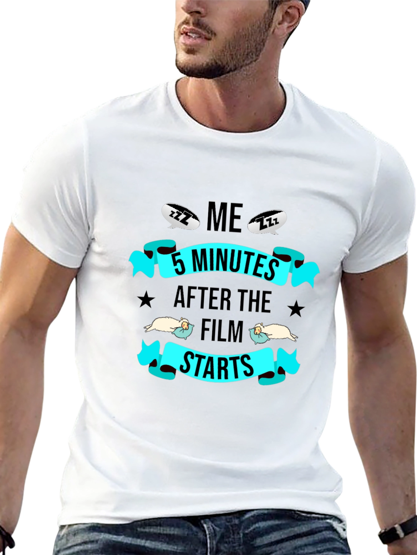 Black Funny 'Me 5 Minutes After The Film Starts' Graphic Tee view 13