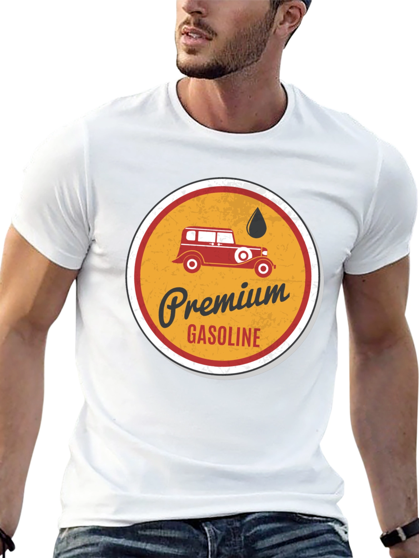 Black Premium Gasoline Vintage Car T-Shirt view 13
