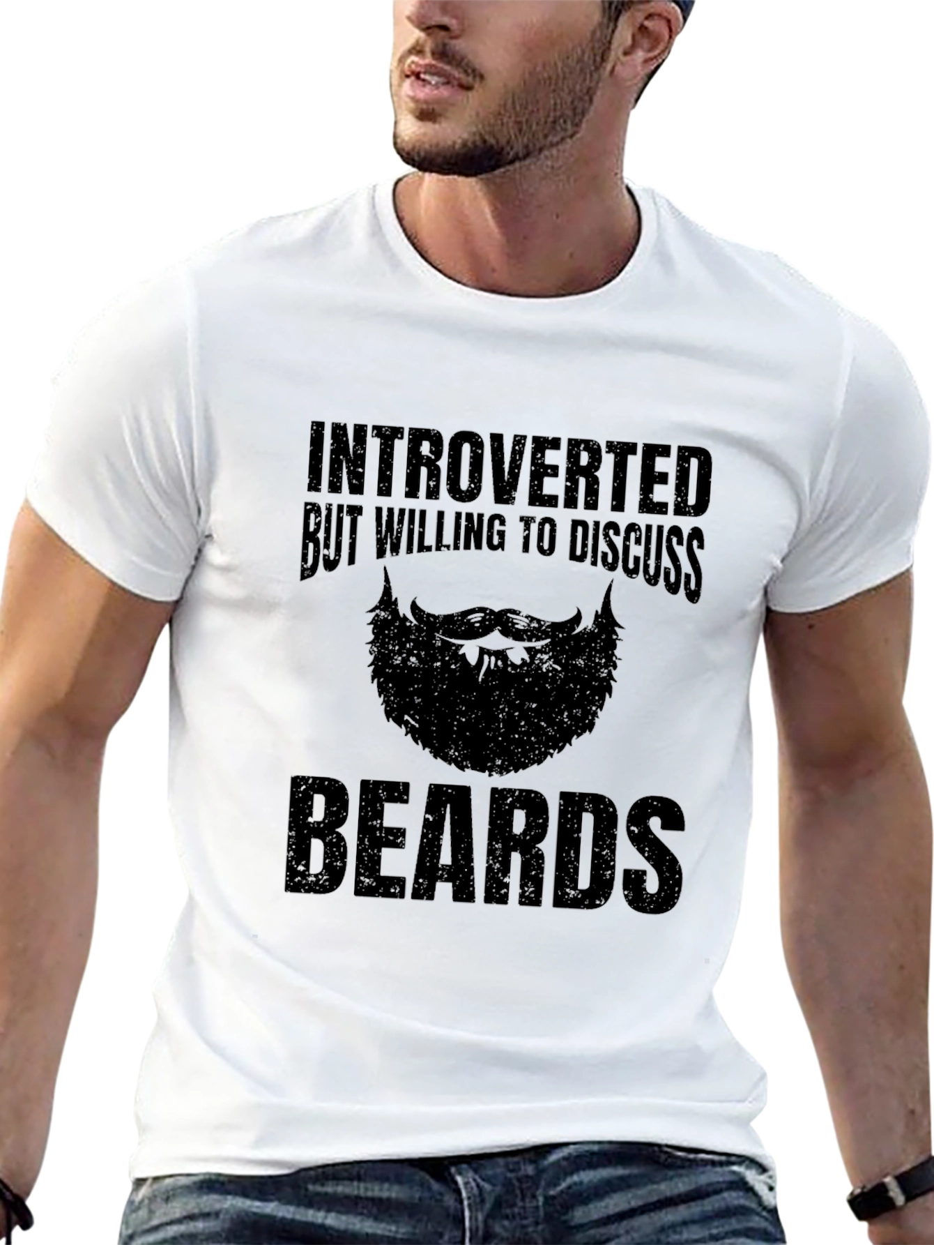 Black Introverted Beards T-Shirt - Black Novelty Tee view 13