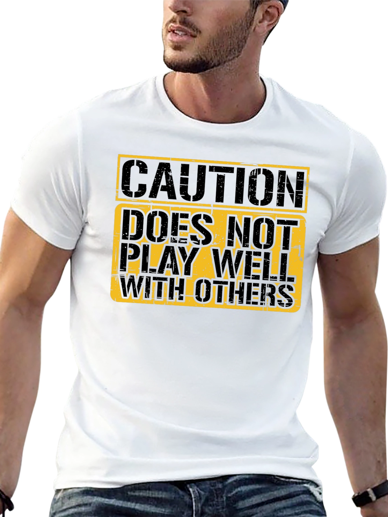 Black Caution Doesn't Play Well T-Shirt view 13