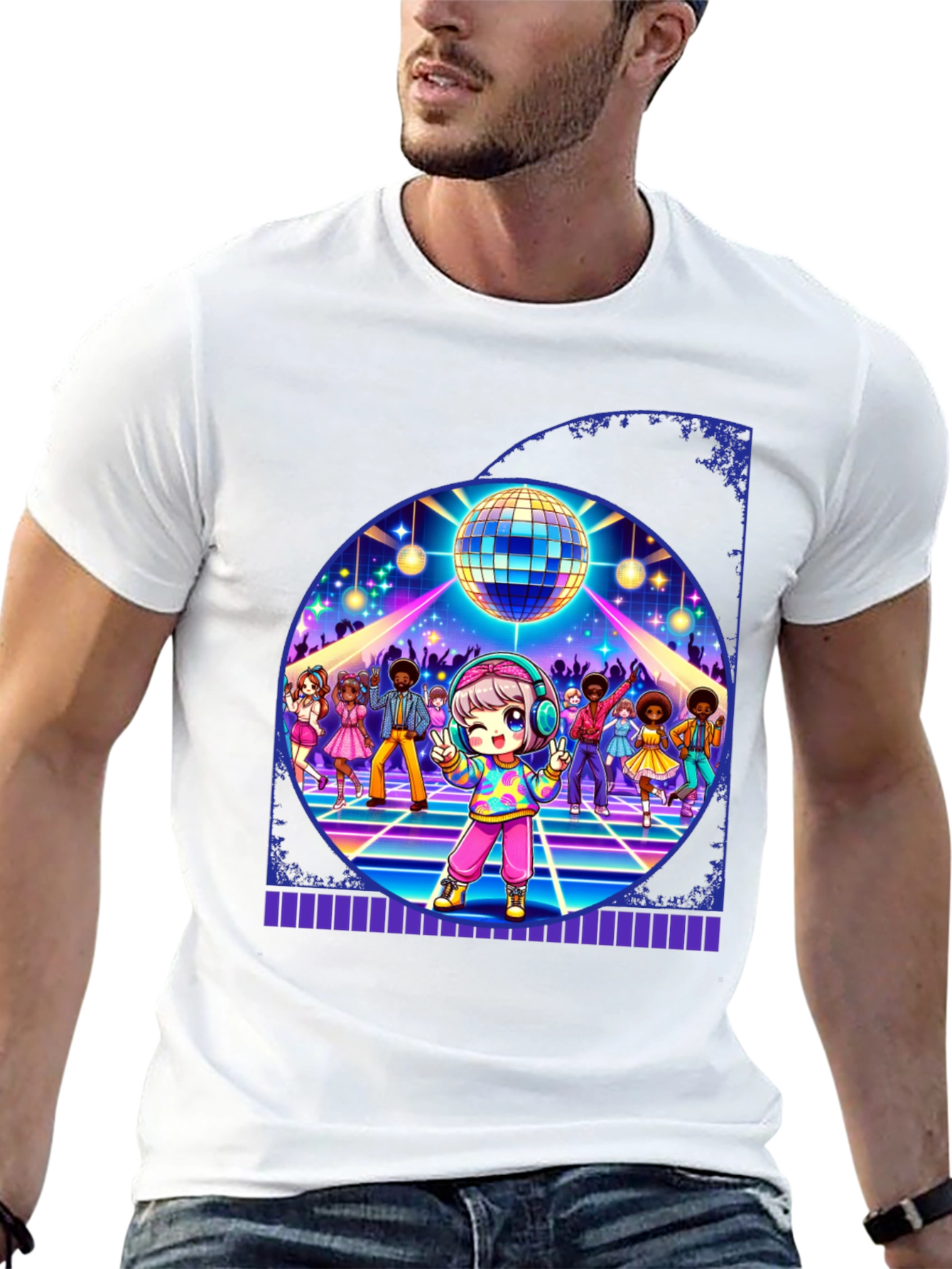 Black Retro Disco Dance T-Shirt view 13