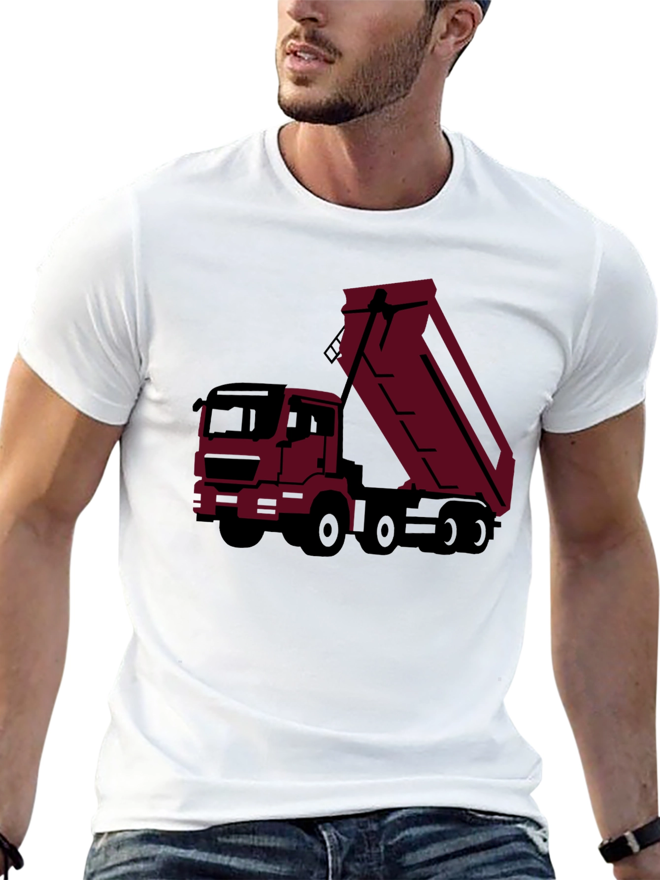 Black Black Dump Truck Graphic Tee - Modern Trucker Style view 13