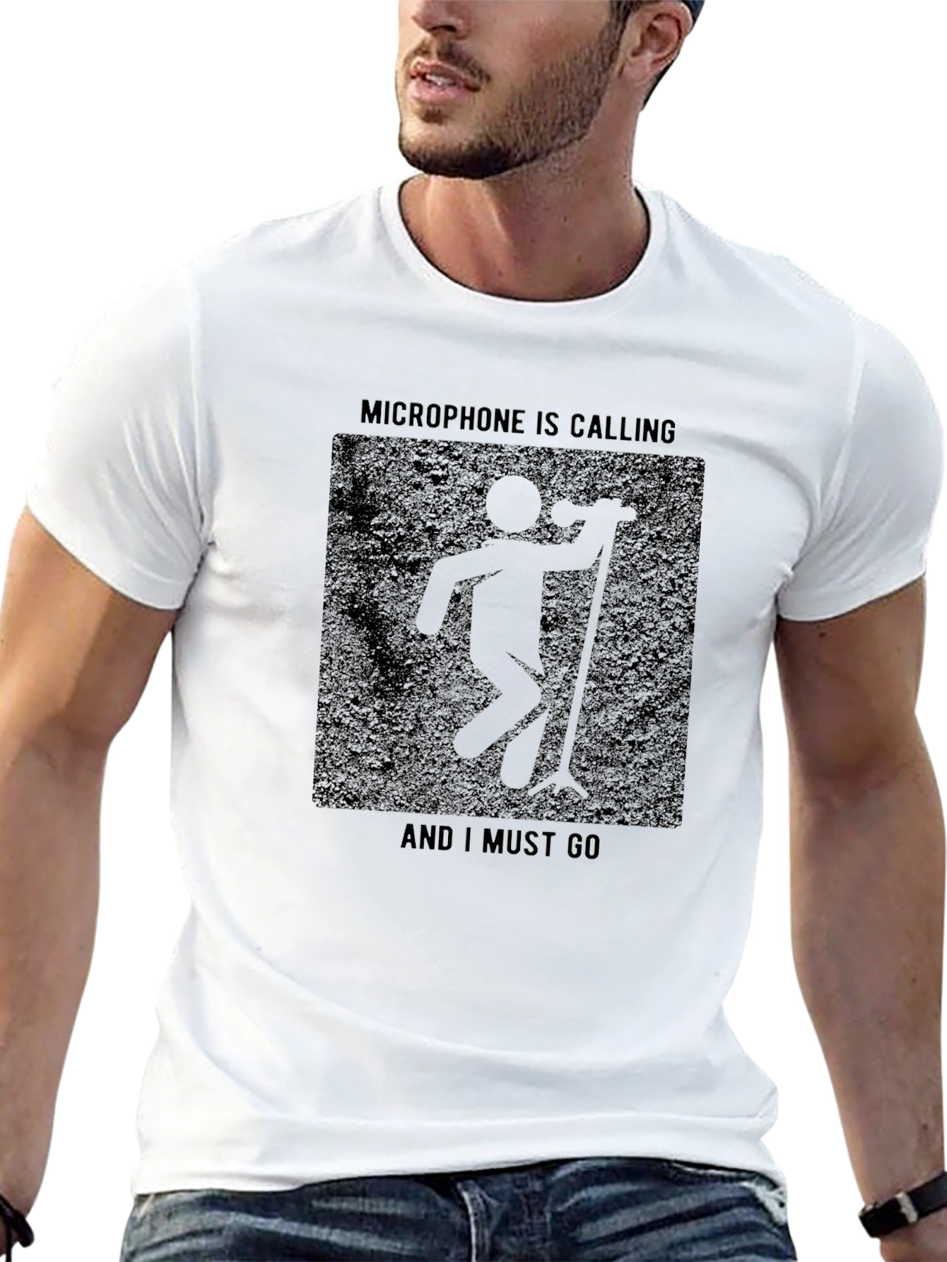 Black Microphone Calling T-Shirt - Singer Musician Tee view 13