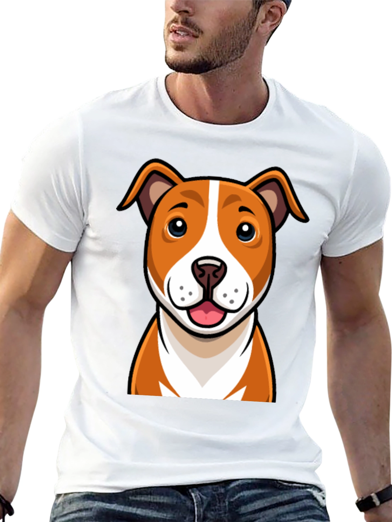 Black Cartoon Dog Graphic Tee - Black Crew Neck T-Shirt view 13