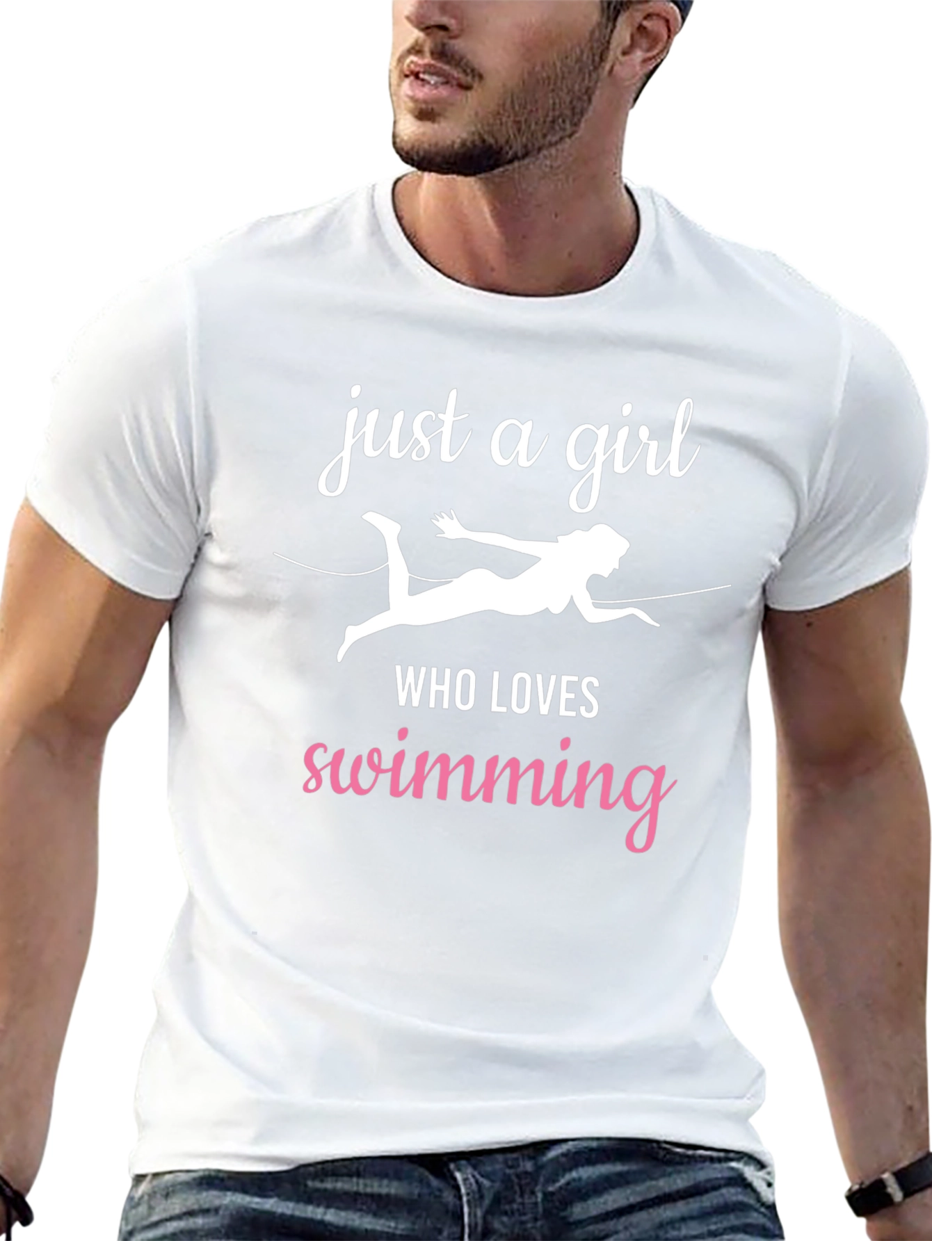Black Just a Girl Who Loves Swimming T-Shirt view 13