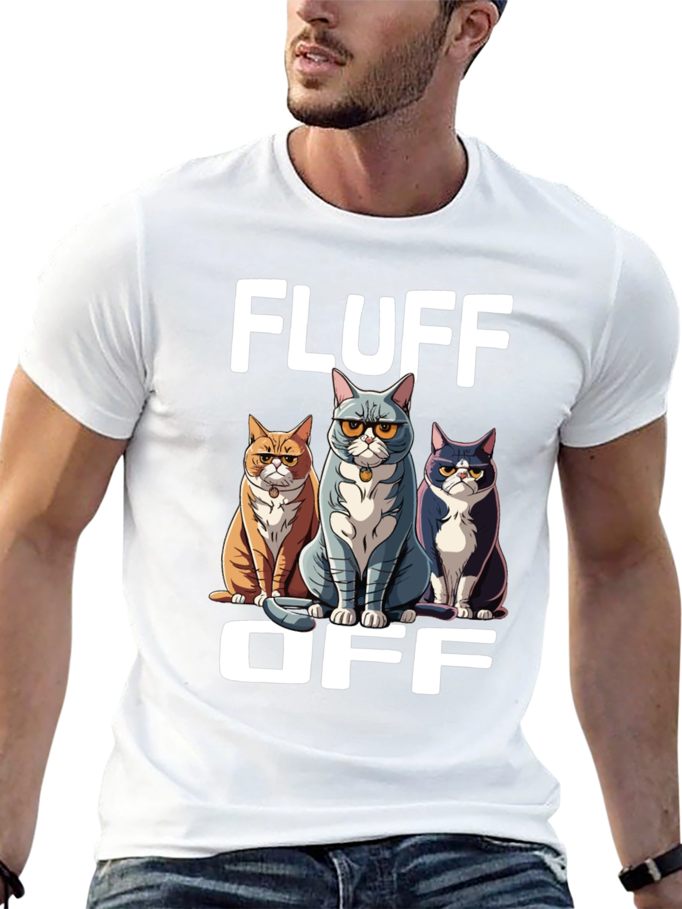 Black Fluff Off Cat Graphic T-Shirt view 13