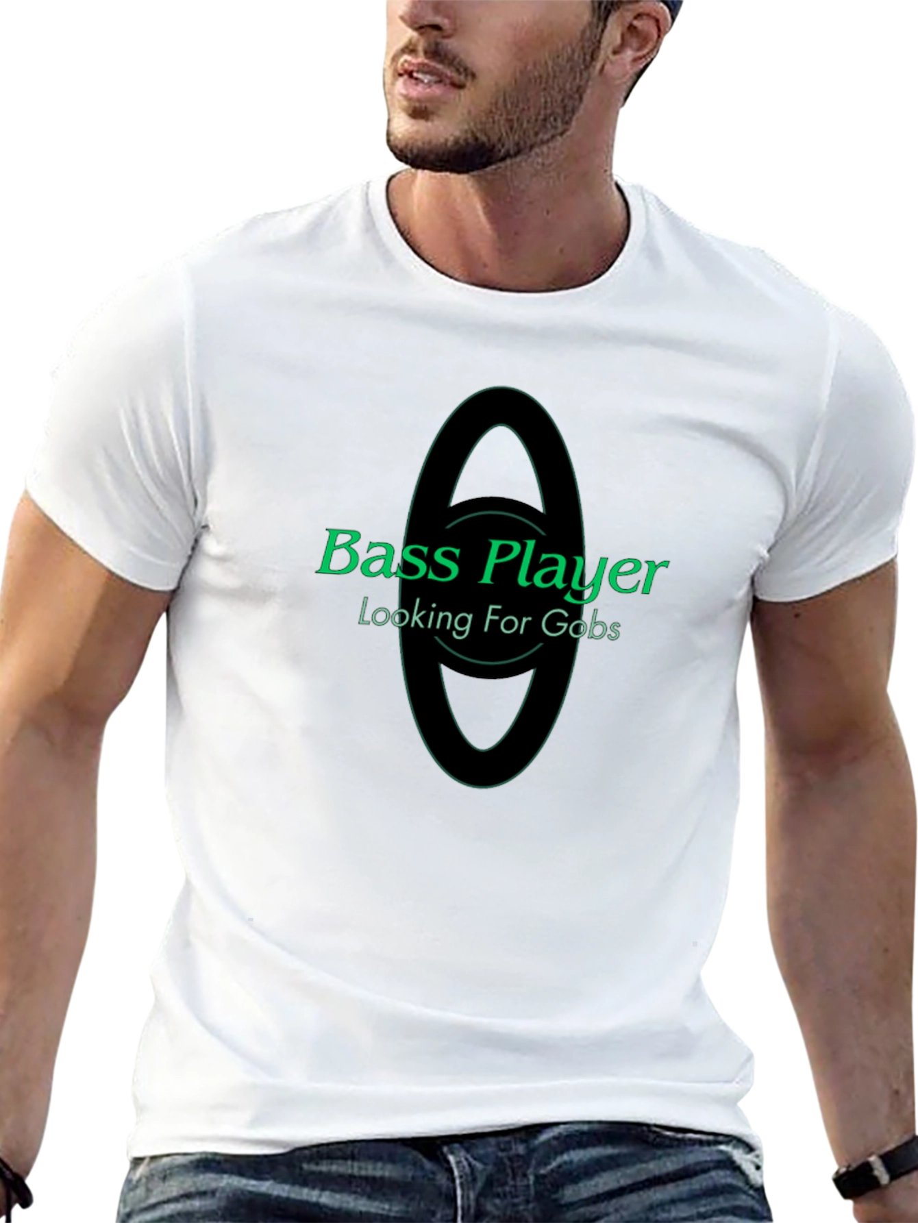 Black Bass Player Looking For Gobs Black T-Shirt view 13