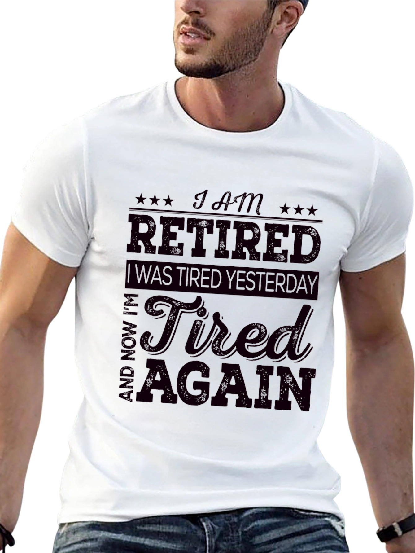 Black Funny Retired T-Shirt - I am Retired Tired Again Tee view 13