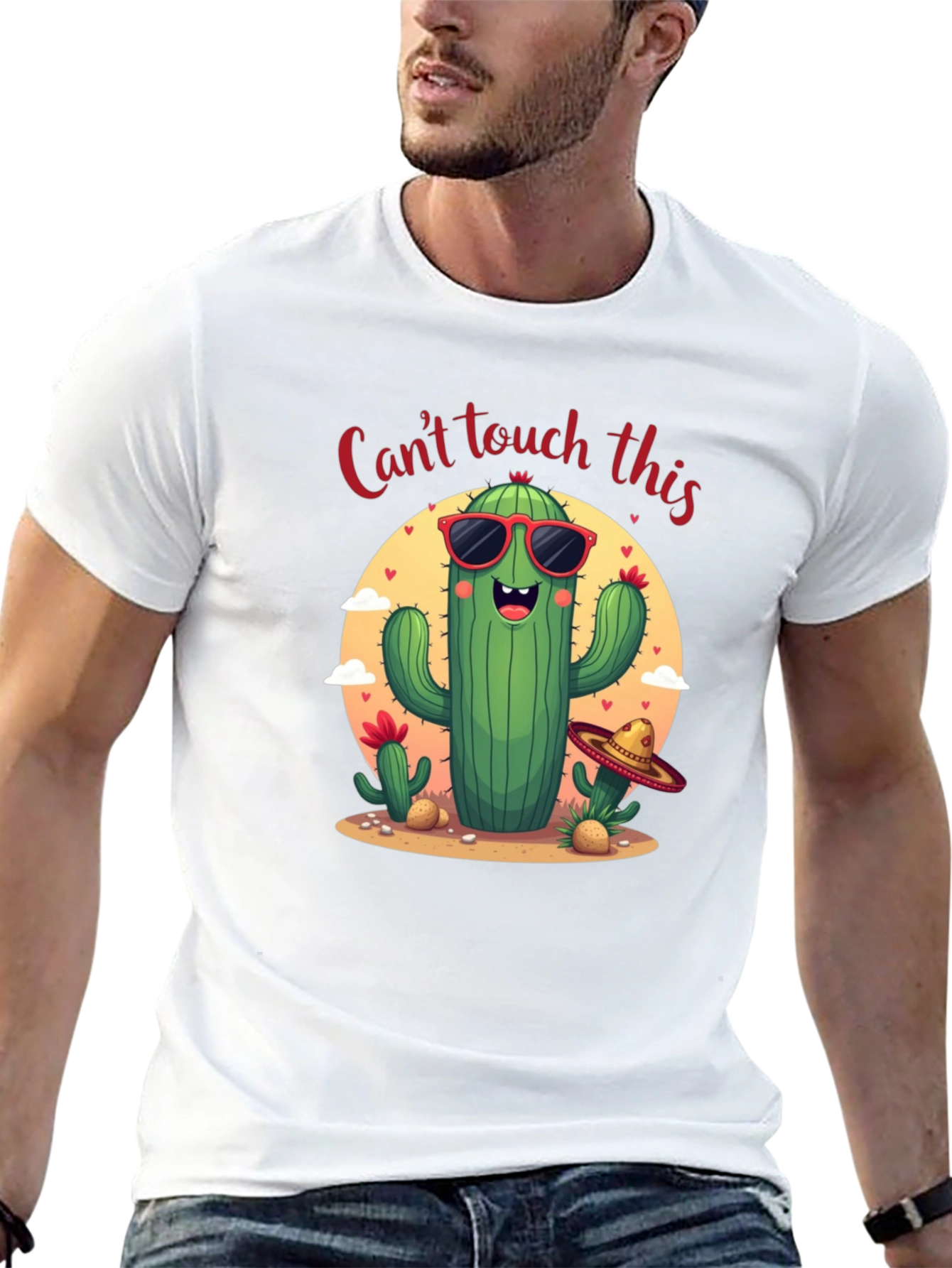 Black Funny Cactus Graphic Tee - "Can't Touch This" view 13