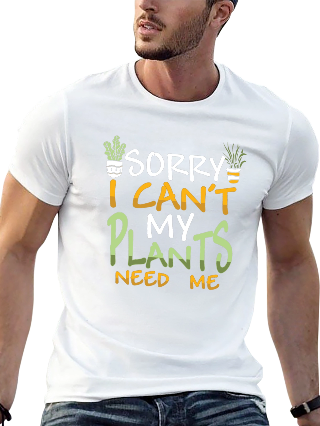 Black Sorry I Can't My Plants Need Me T-Shirt view 13