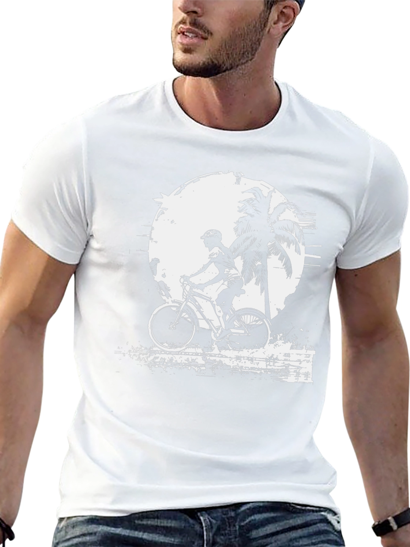 Black Biker Palm Tree Graphic Black T-Shirt view 13