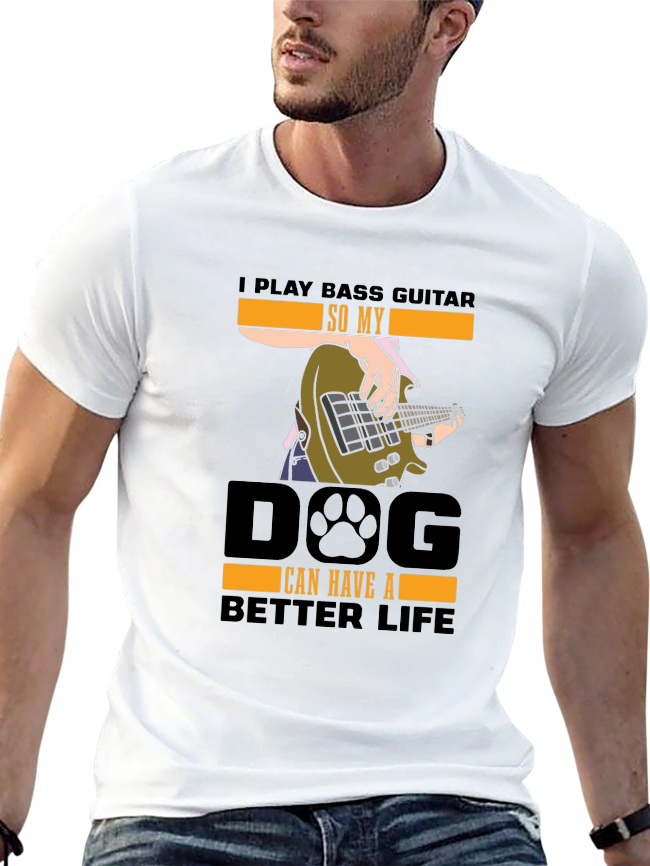 Black Bass Guitar Dog Lover T-Shirt view 13