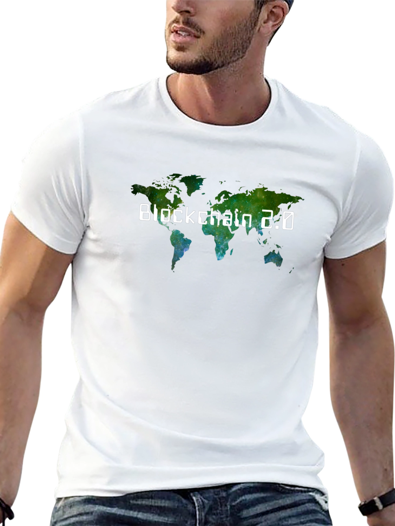Black Blockchain 2.0 World Map T-Shirt - Black view 13