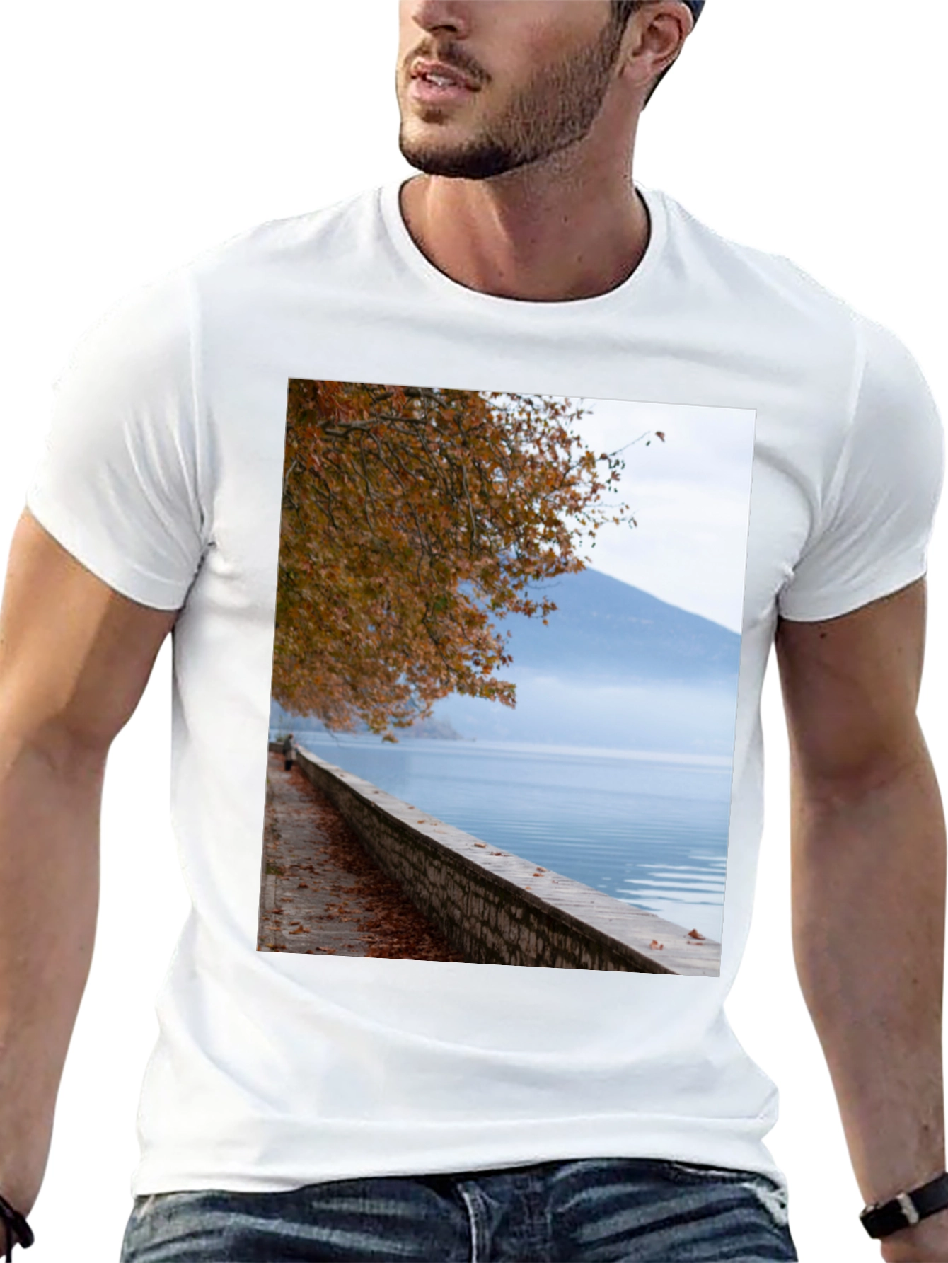 Black Scenic Lakeside View Graphic Tee view 13