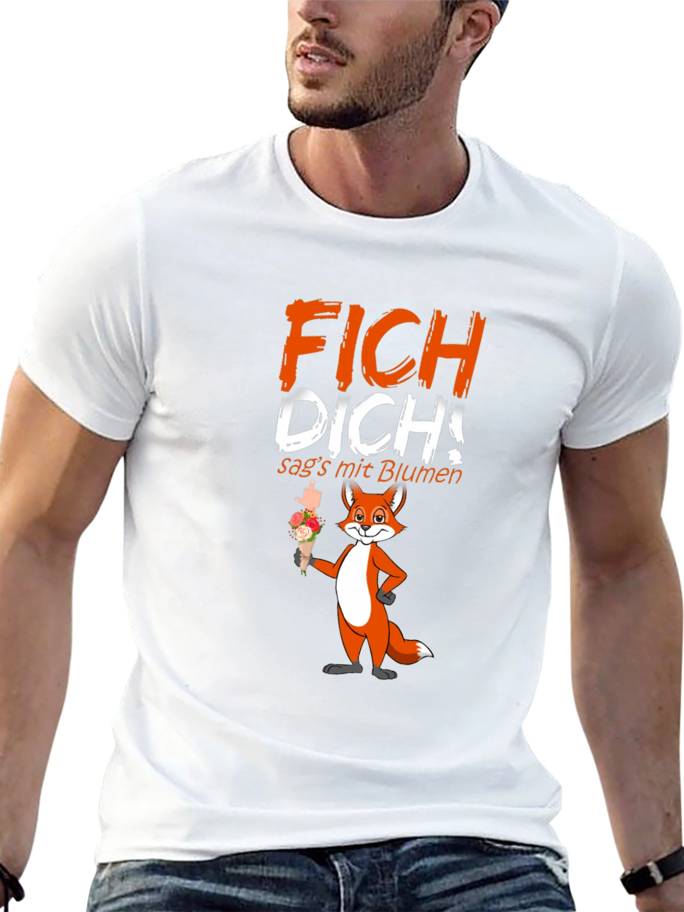 Black FICH DICH! Fox Graphic T-Shirt - Funny Offensive Humor view 13
