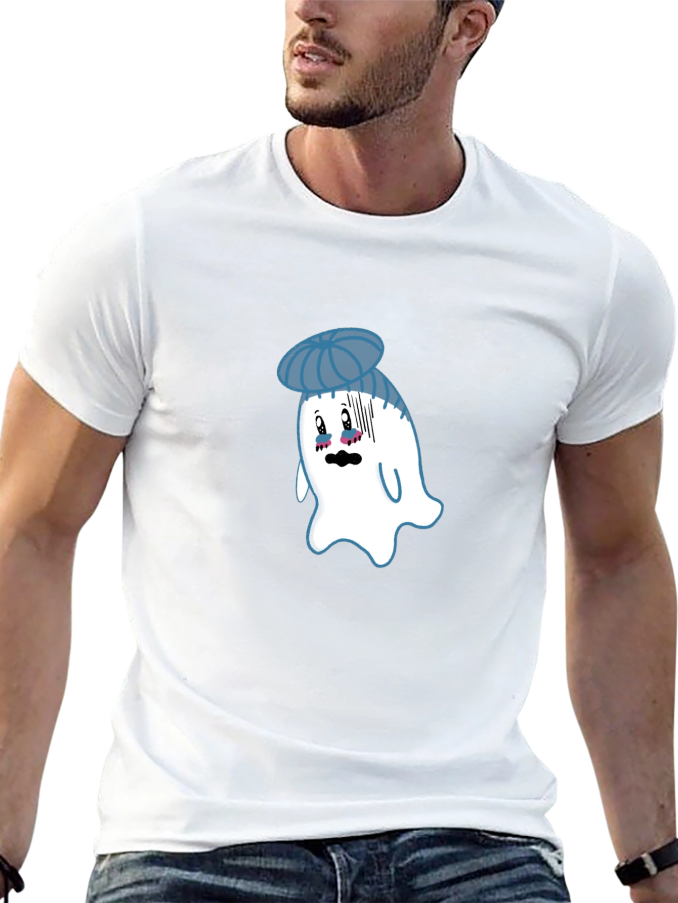 Black Ghost with Ice Pack T-Shirt - Funny Graphic Tee view 13