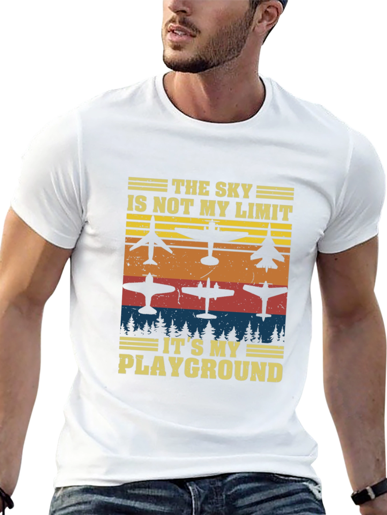Black The Sky is My Playground Airplane T-Shirt view 13