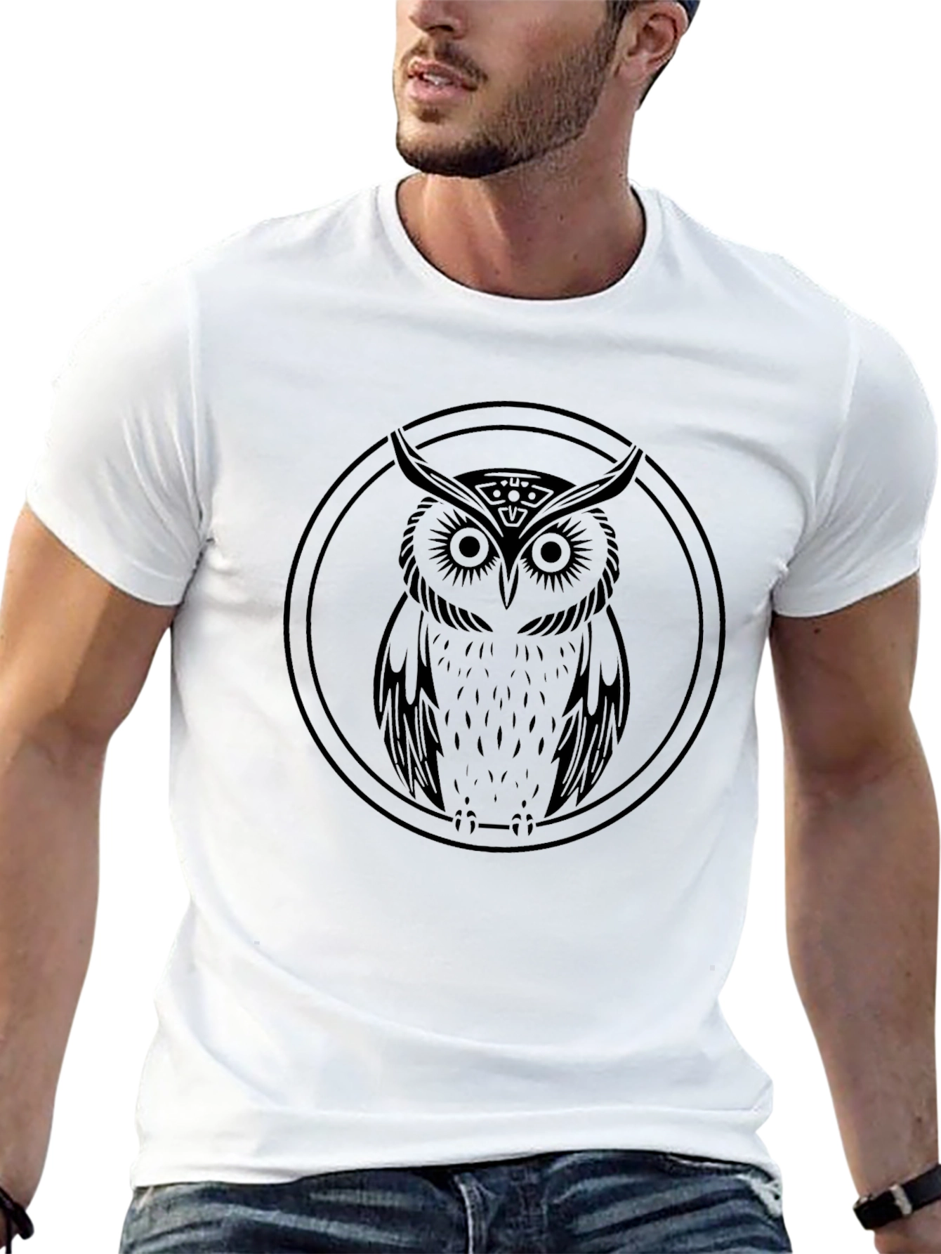 Black Men's Black Owl Graphic Tee view 13