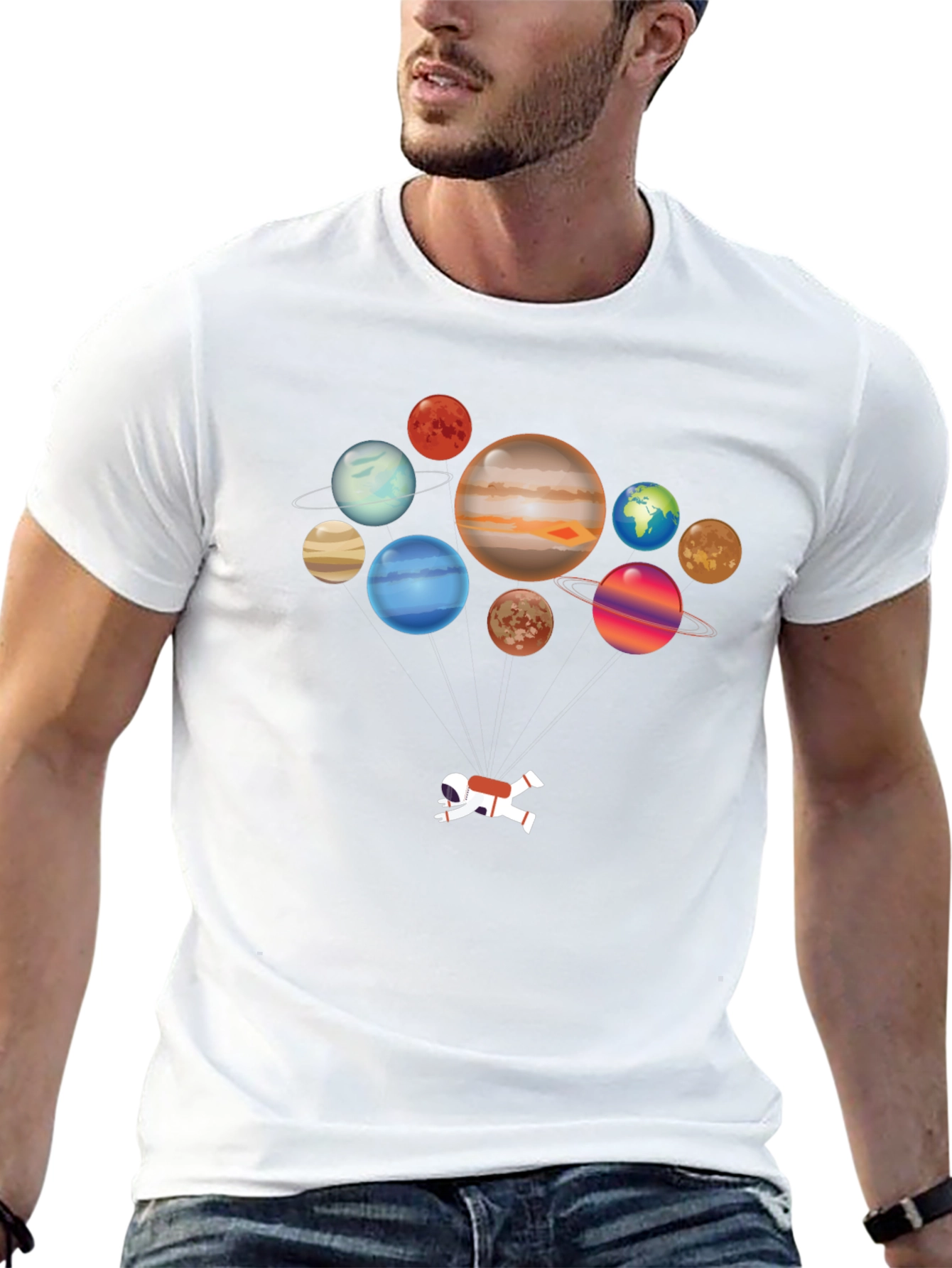 Black Planets Astronaut Graphic T-Shirt view 13