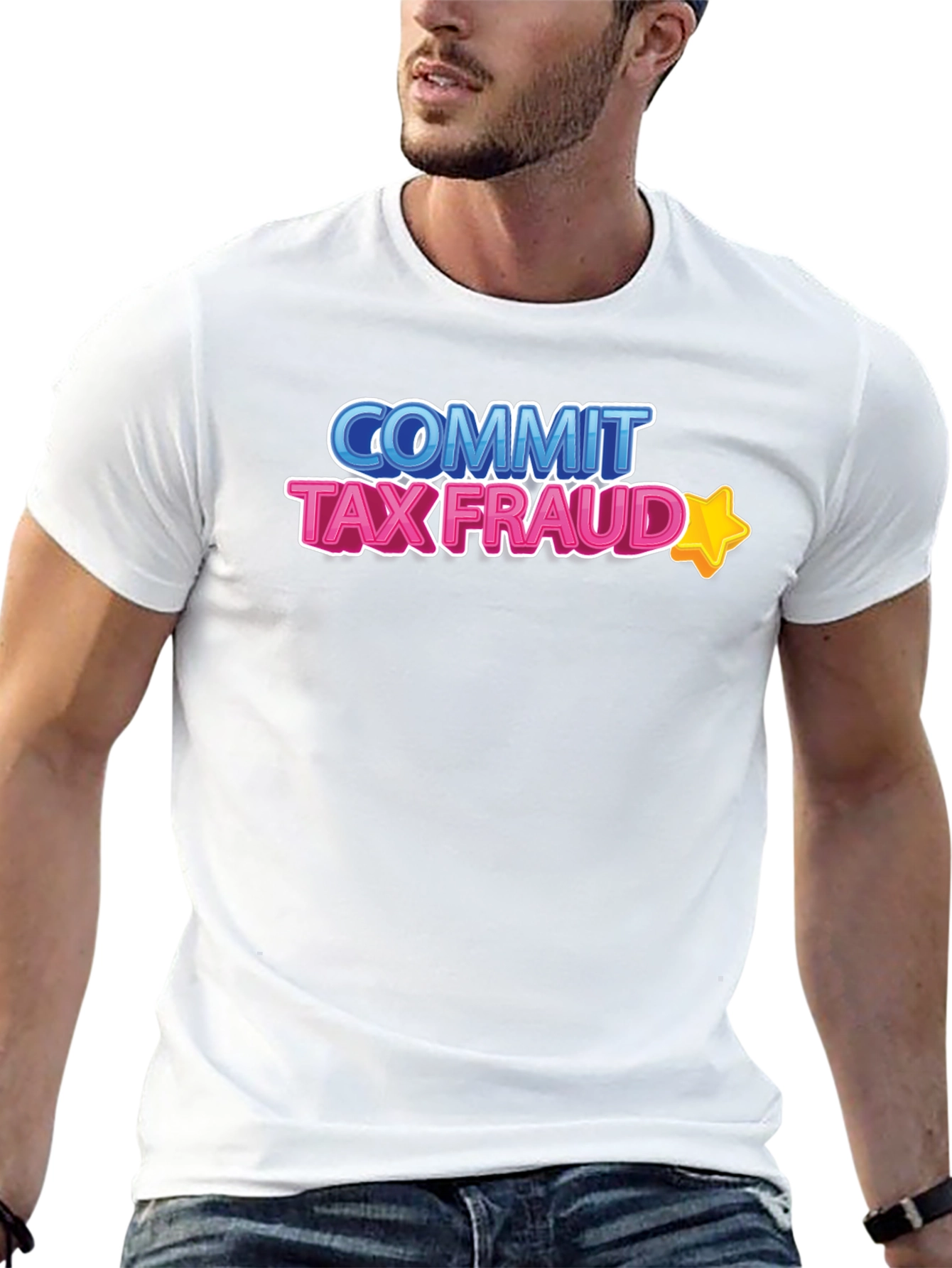 Black Commit Tax Fraud T-Shirt - Novelty Graphic Tee view 13