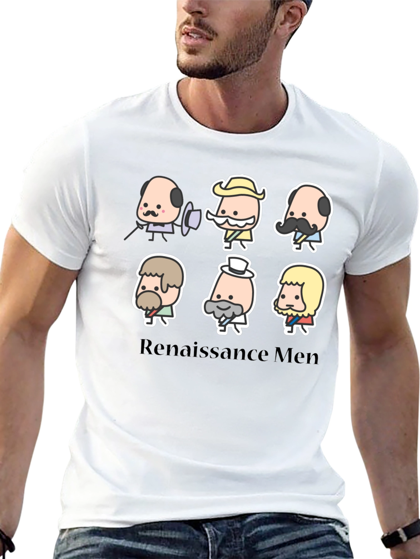 Black Renaissance Men Cartoon T-Shirt - Black view 13