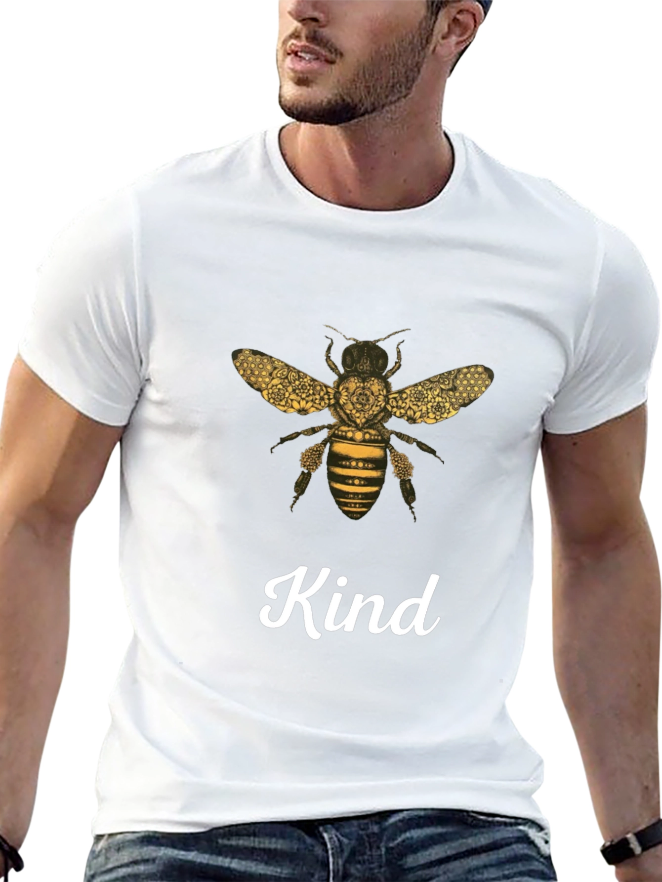 Black Kind Bee Graphic Tee - Unisex Black T-Shirt view 13
