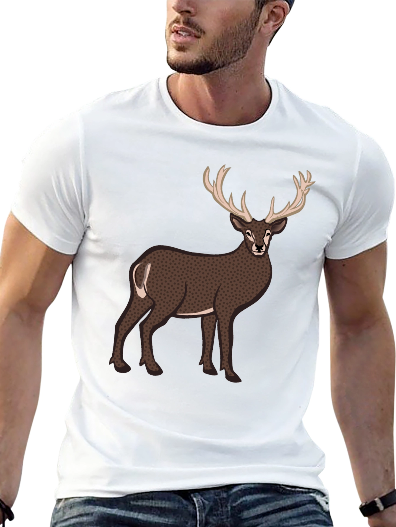 Black Deer Graphic T-Shirt - Men's Casual Tee view 13
