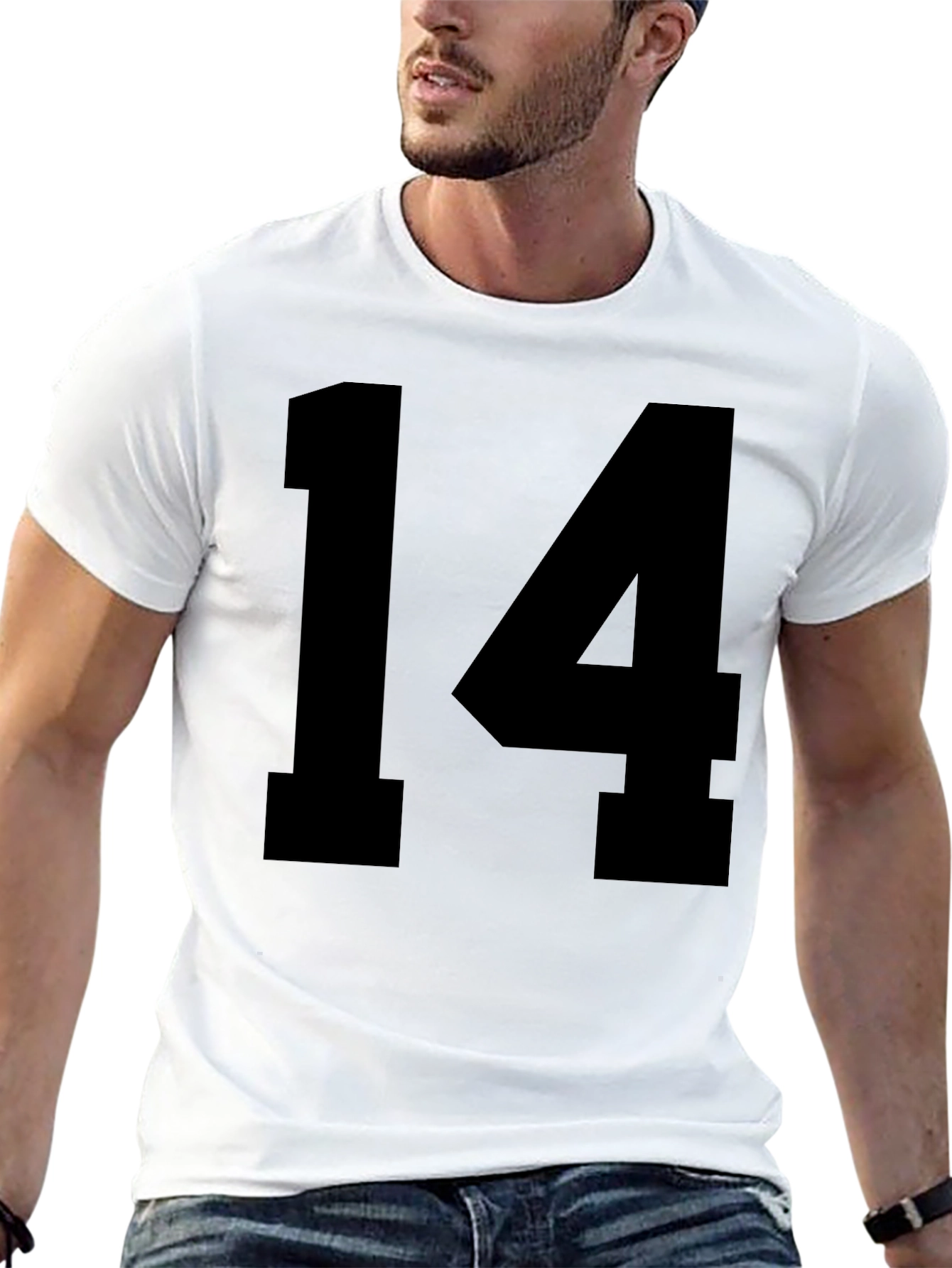 Black Black T-shirt with Bold "14" Number view 13