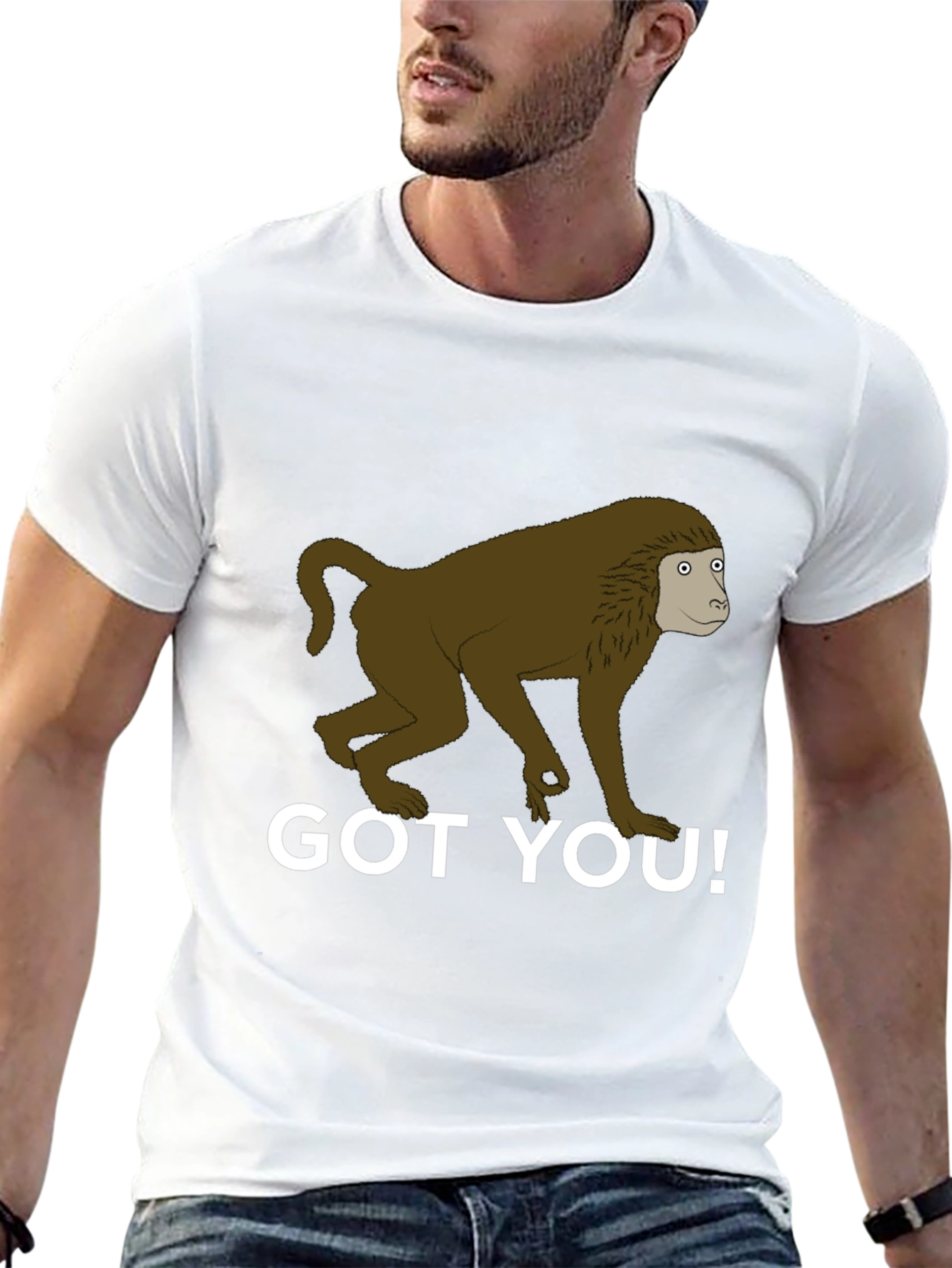 Black Got You! Monkey Graphic Tee - Novelty T-Shirt view 13