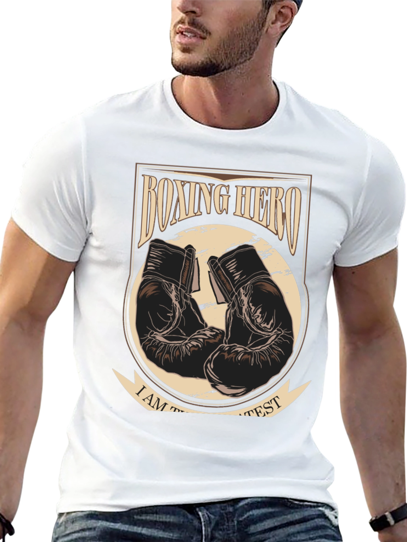 Black Boxing Hero Graphic Tee -  Greatest Boxing Fan T-Shirt view 13