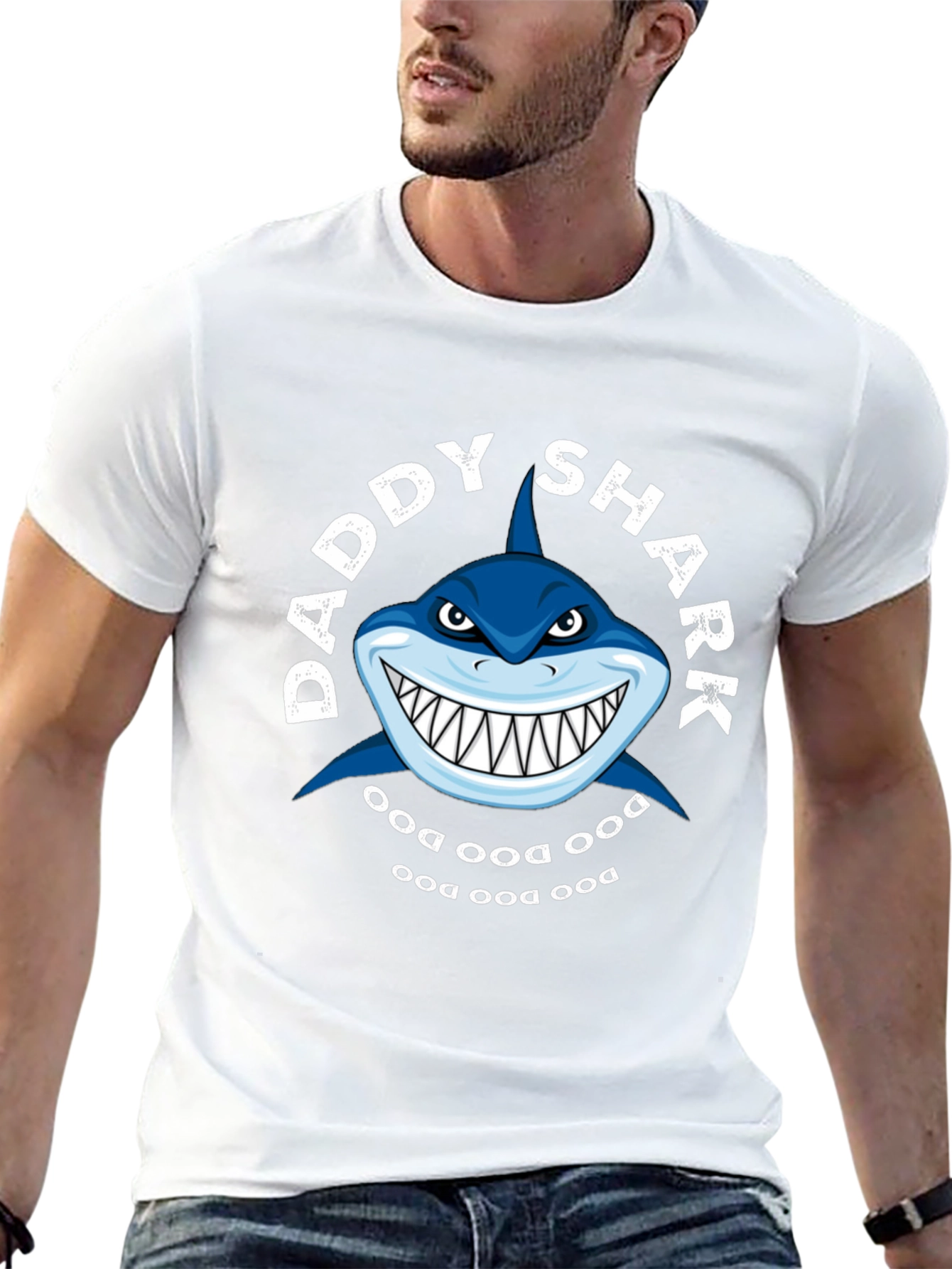 Black Daddy Shark Graphic T-Shirt view 13