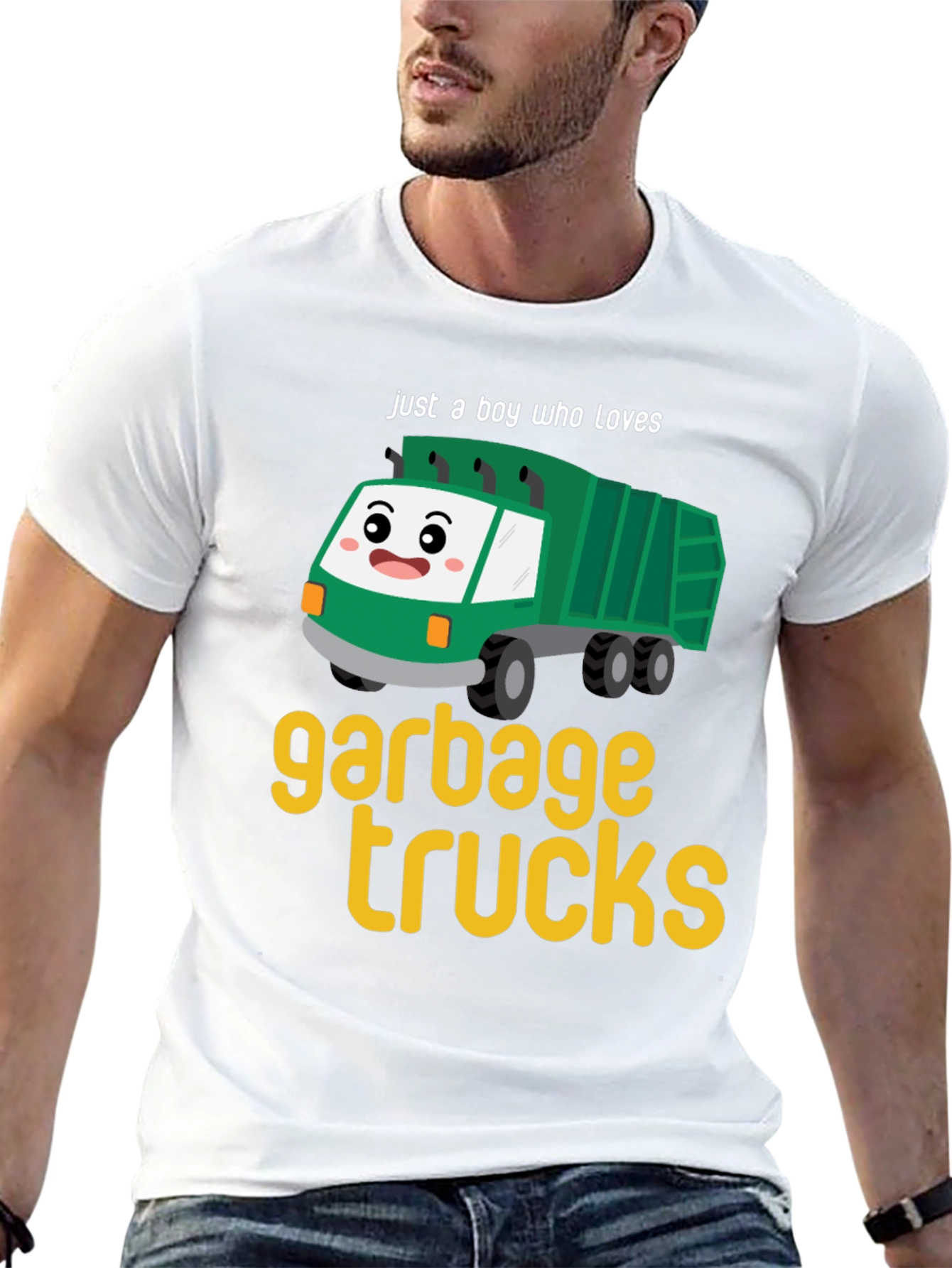 Black Garbage Truck Lover Tee - Boy's Cute Cartoon Truck T-Shirt view 13