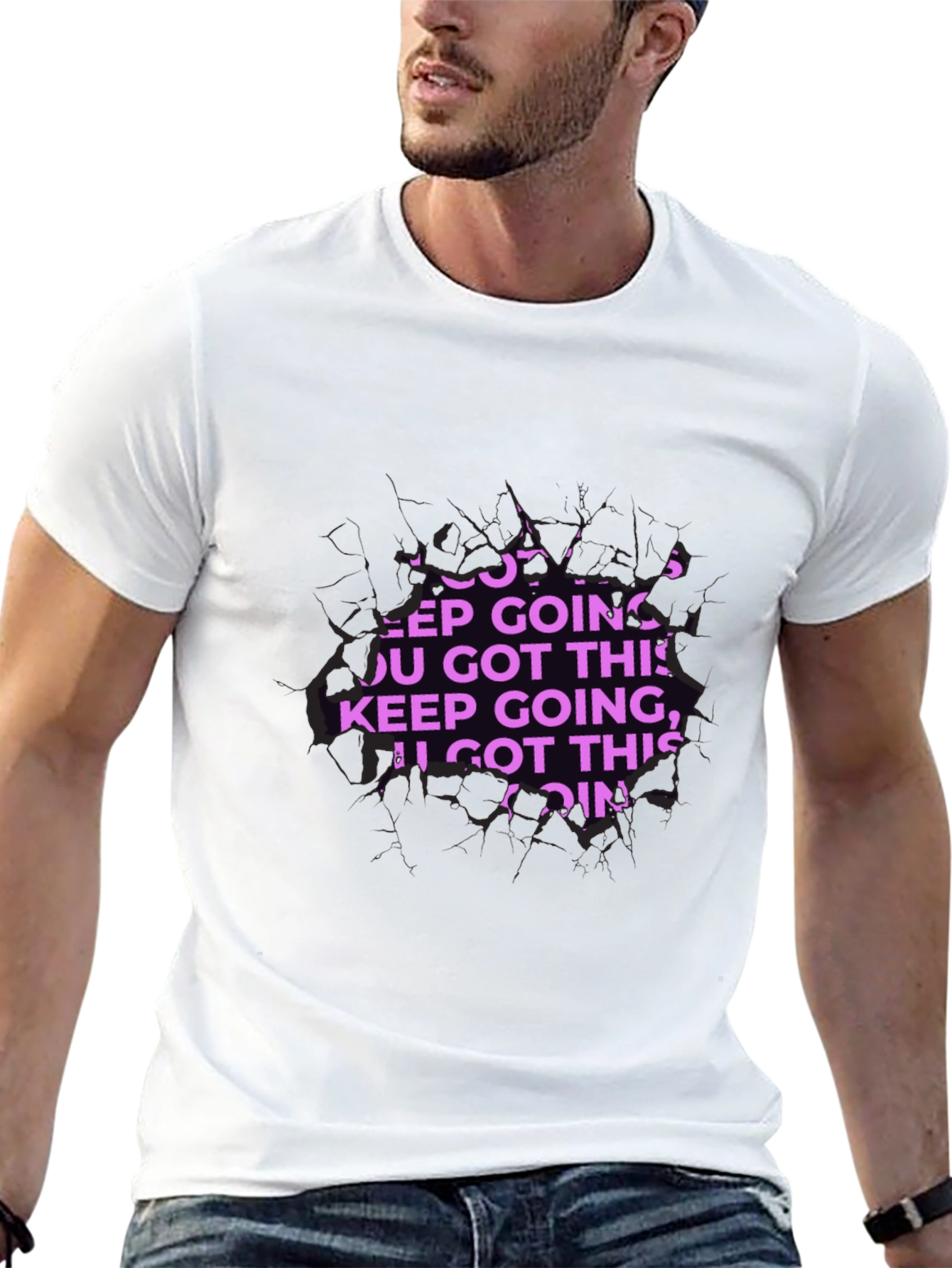 Black Motivational Keep Going Graphic Black T-Shirt view 13