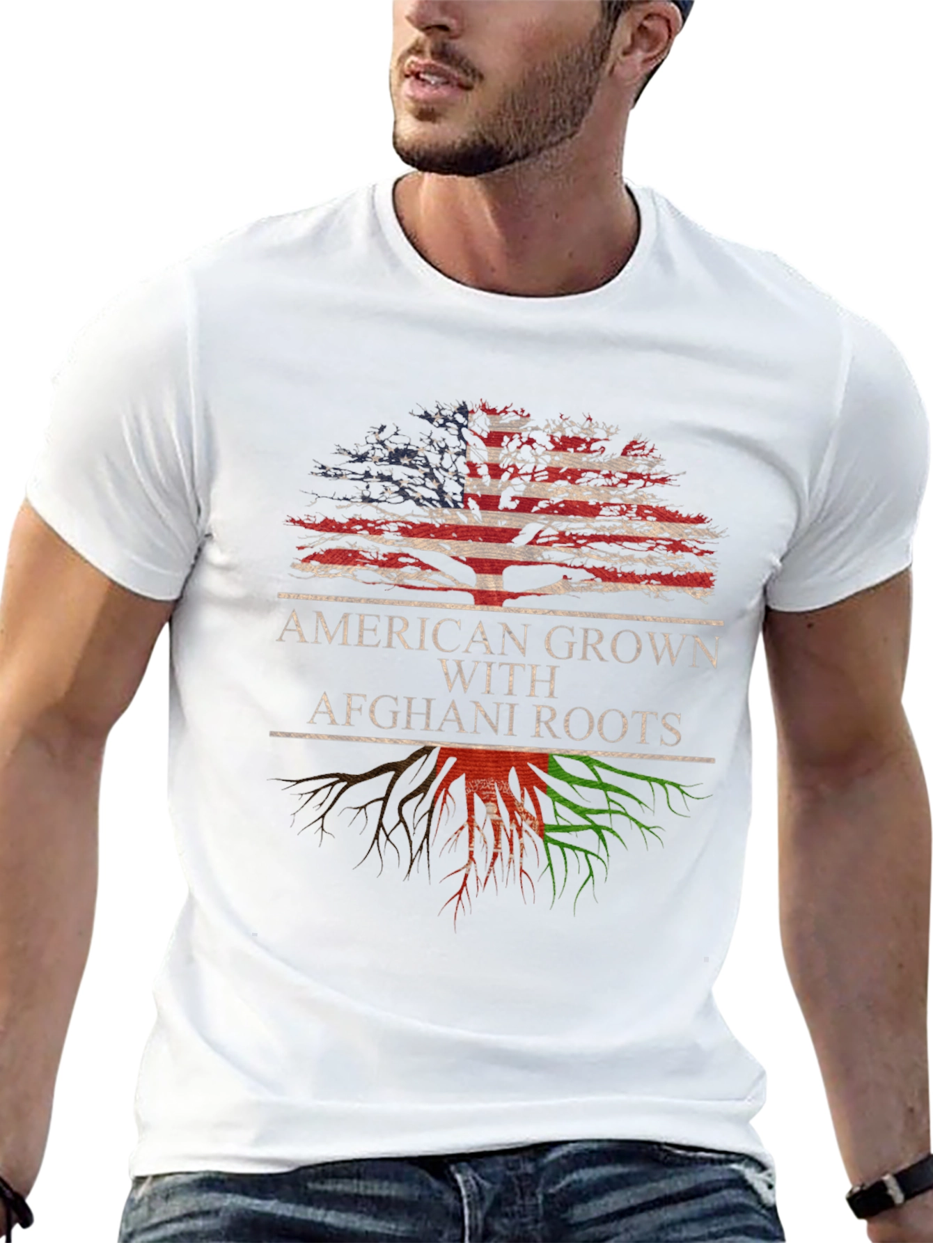 Black American Grown with Afghani Roots T-Shirt view 13